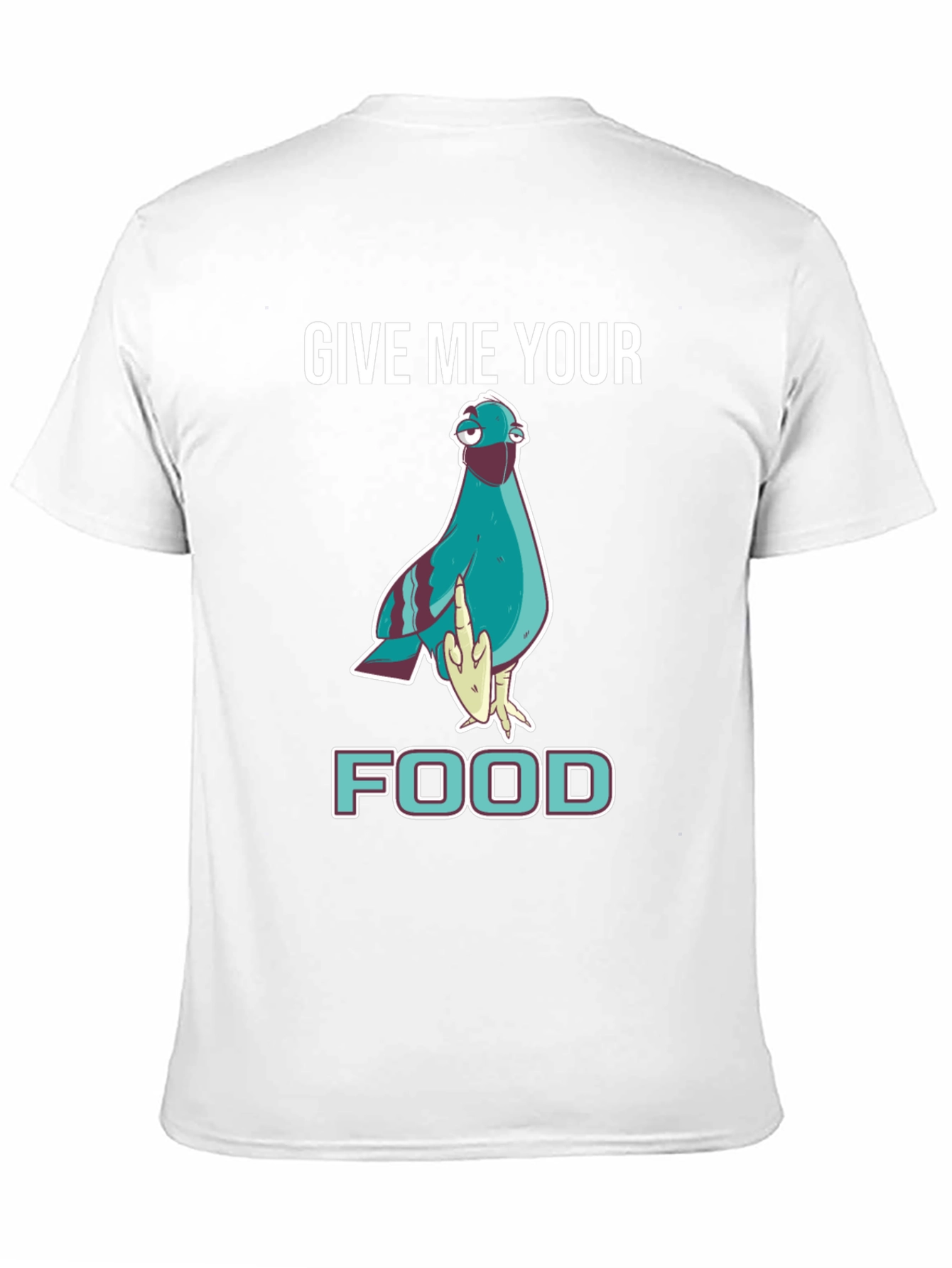 Black Give Me Your Food Pigeon T-Shirt view 11