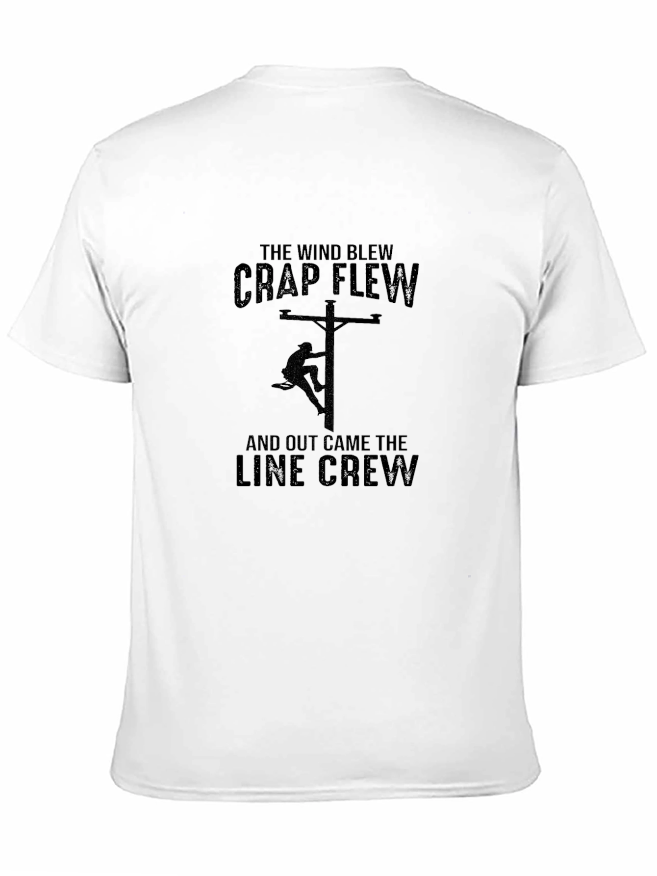 Black The Wind Blew Line Crew T-Shirt - Electrician Humor Tee view 11