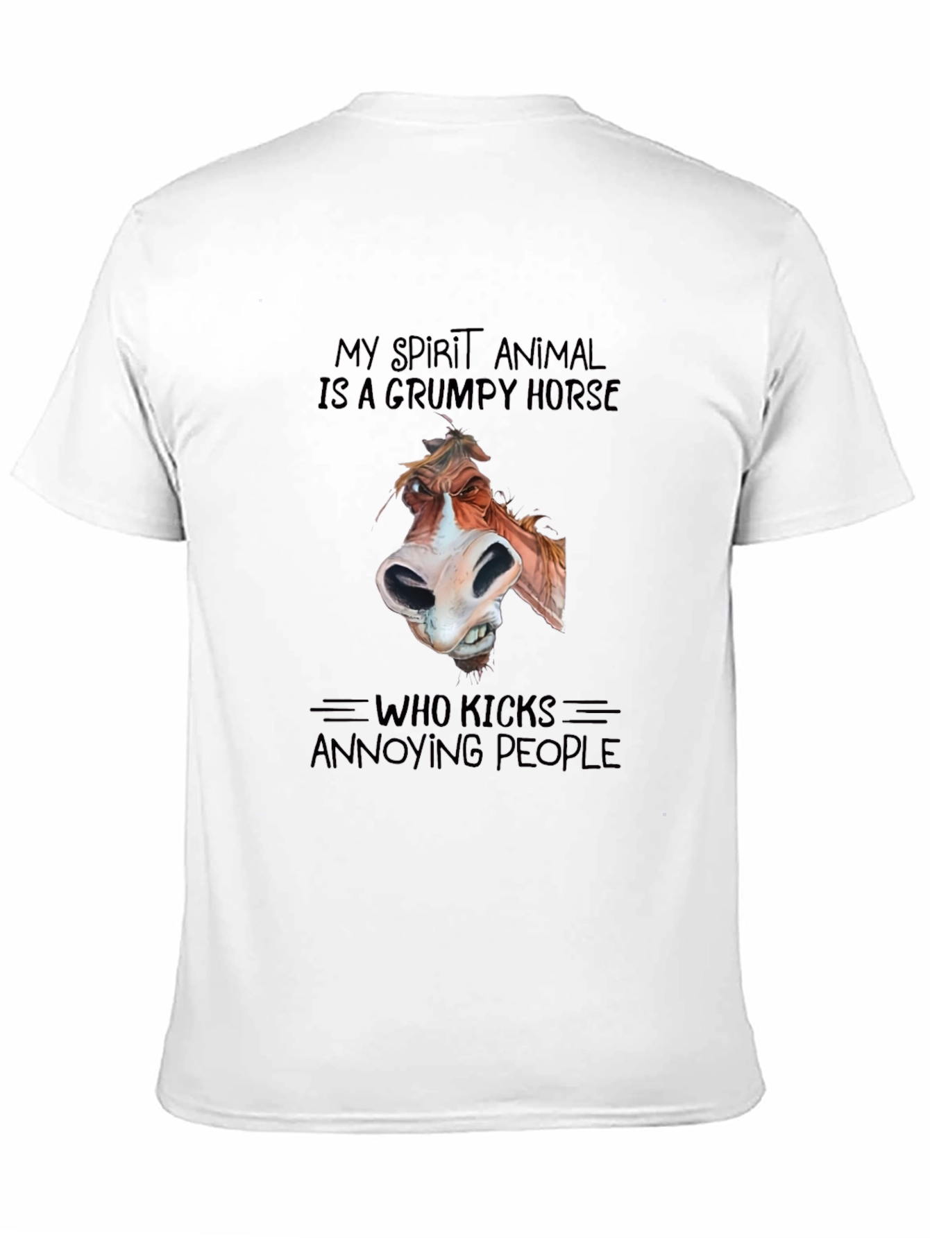 Black Grumpy Horse Graphic Tee - Funny Animal Lover Shirt view 11