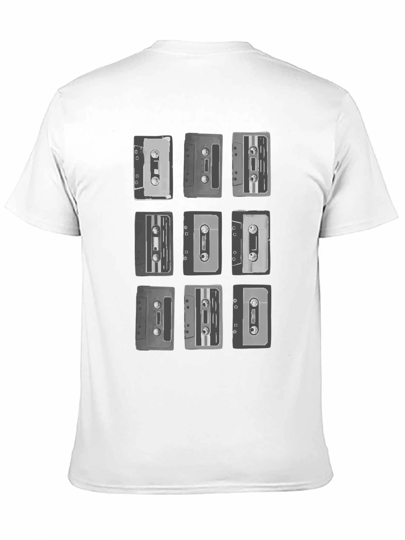 Black Retro Cassette Tape Graphic Tee - Classic Music Lover Shirt view 11
