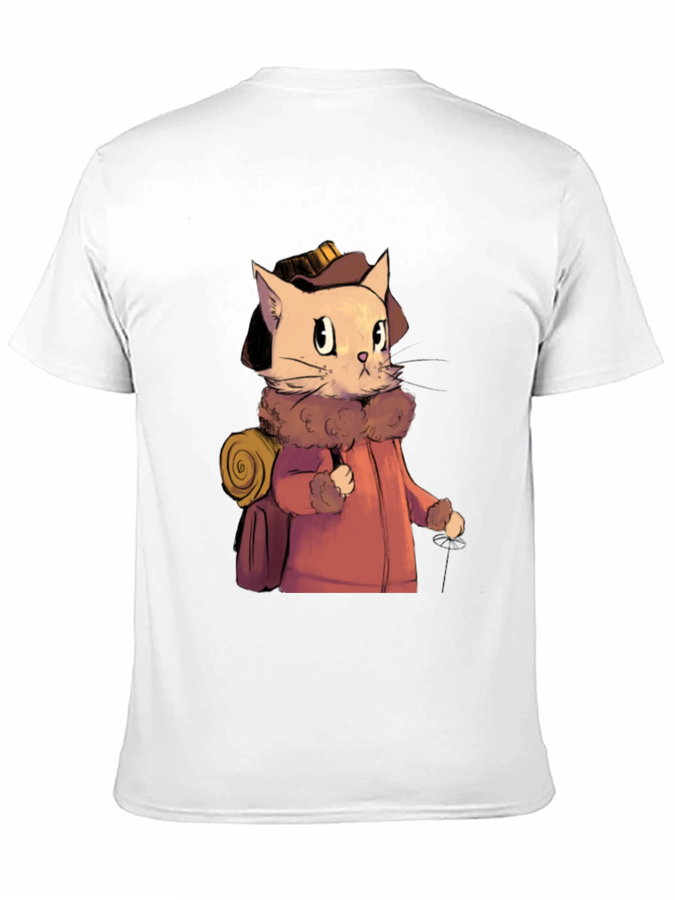 Black Adventurous Cat Traveler Graphic T-Shirt view 11