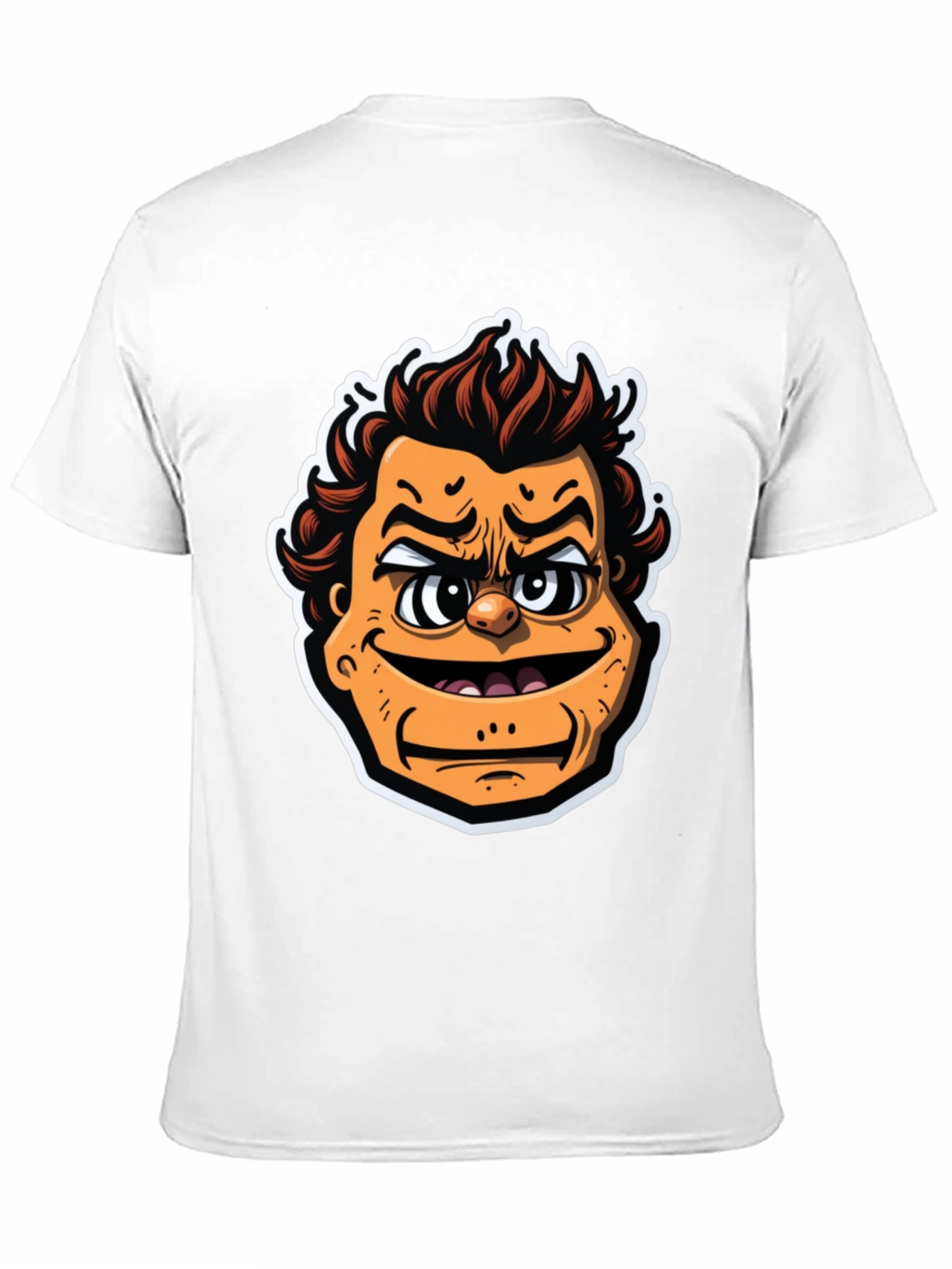 Black Cartoon Face Graphic Tee - Black Crew Neck T-Shirt view 11