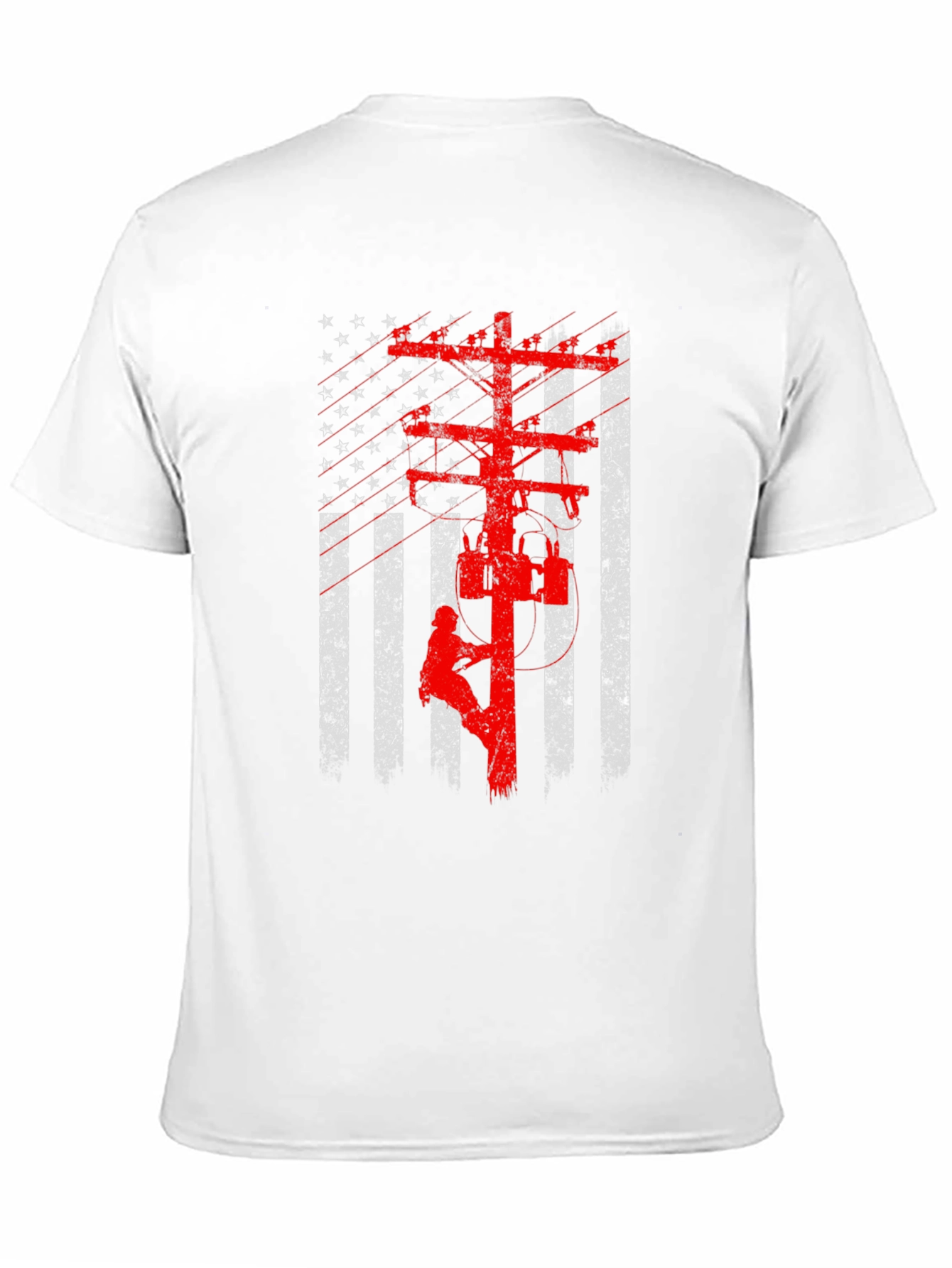 Black American Lineman Flag Graphic T-Shirt view 11