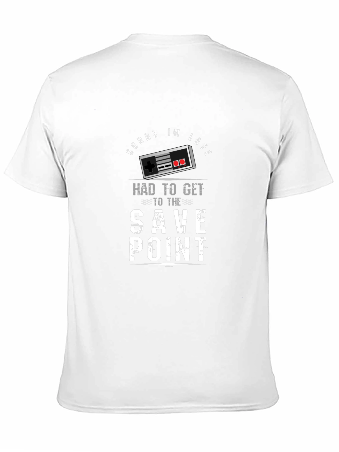 Black Gamer T-Shirt: Sorry I'm Late Save Point view 11