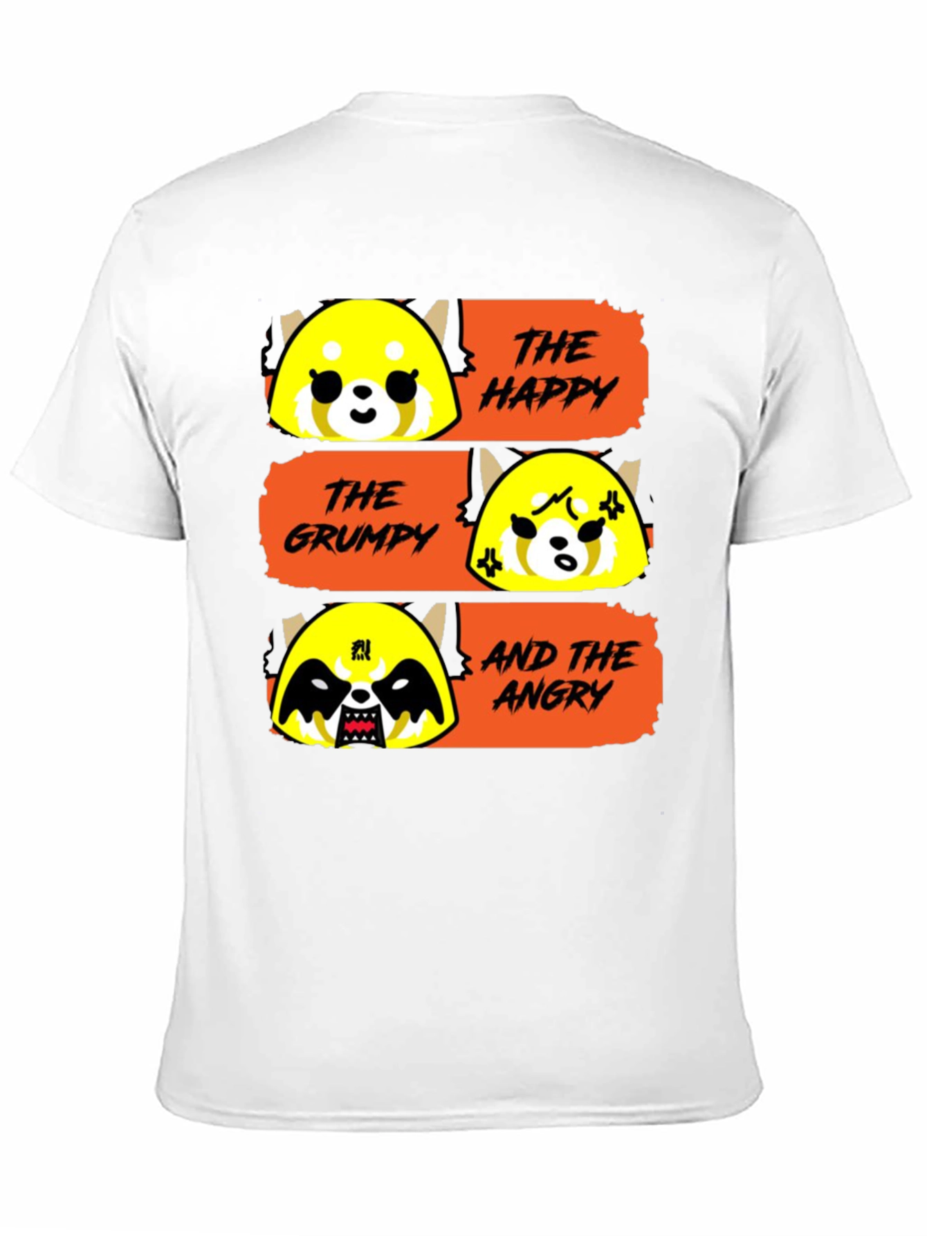 Black Aggretsuko Moods T-Shirt - Happy, Grumpy, Angry Red Panda view 11