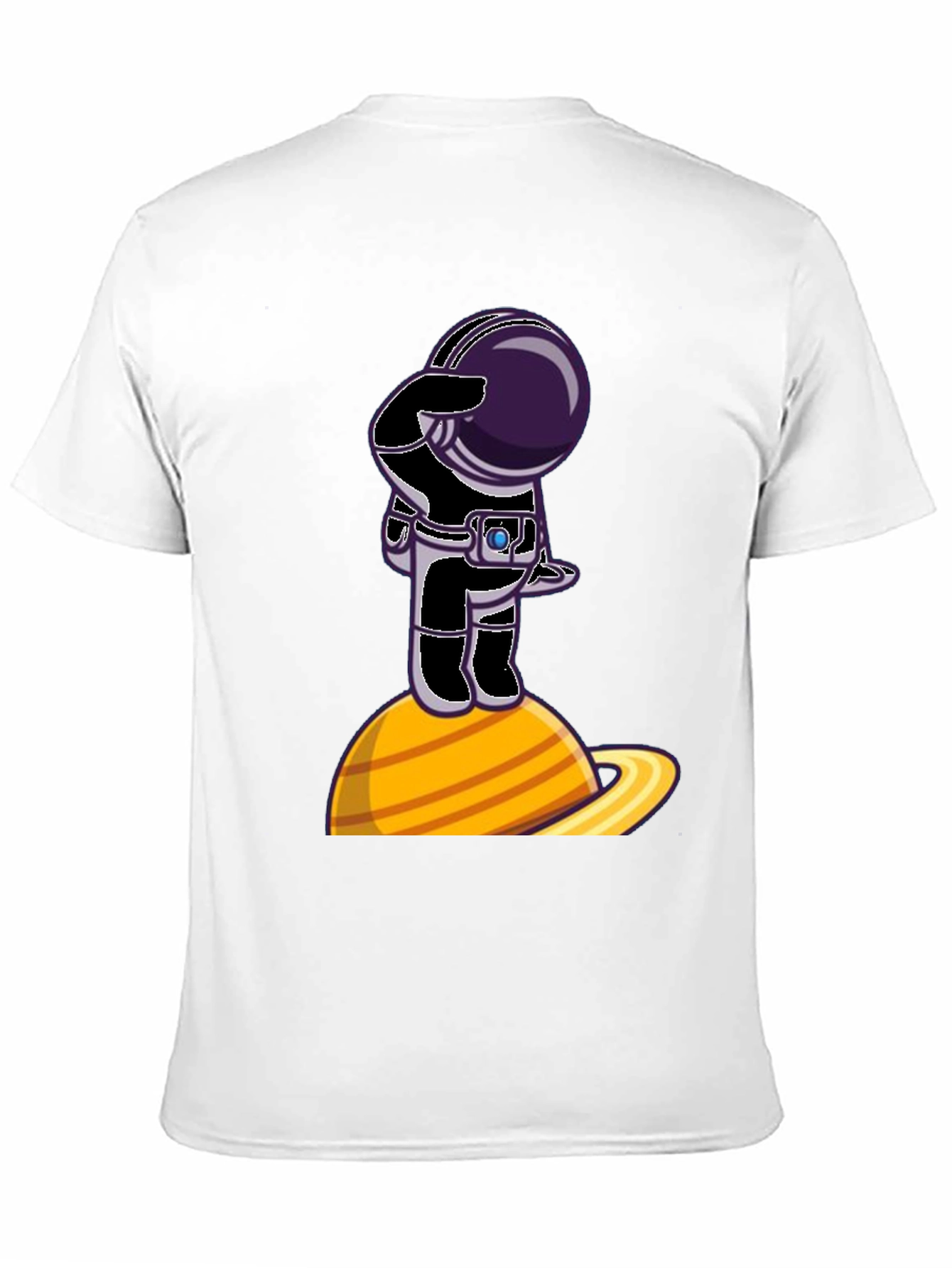 Black Astronaut on Saturn Graphic T-Shirt - Space Explorer view 11