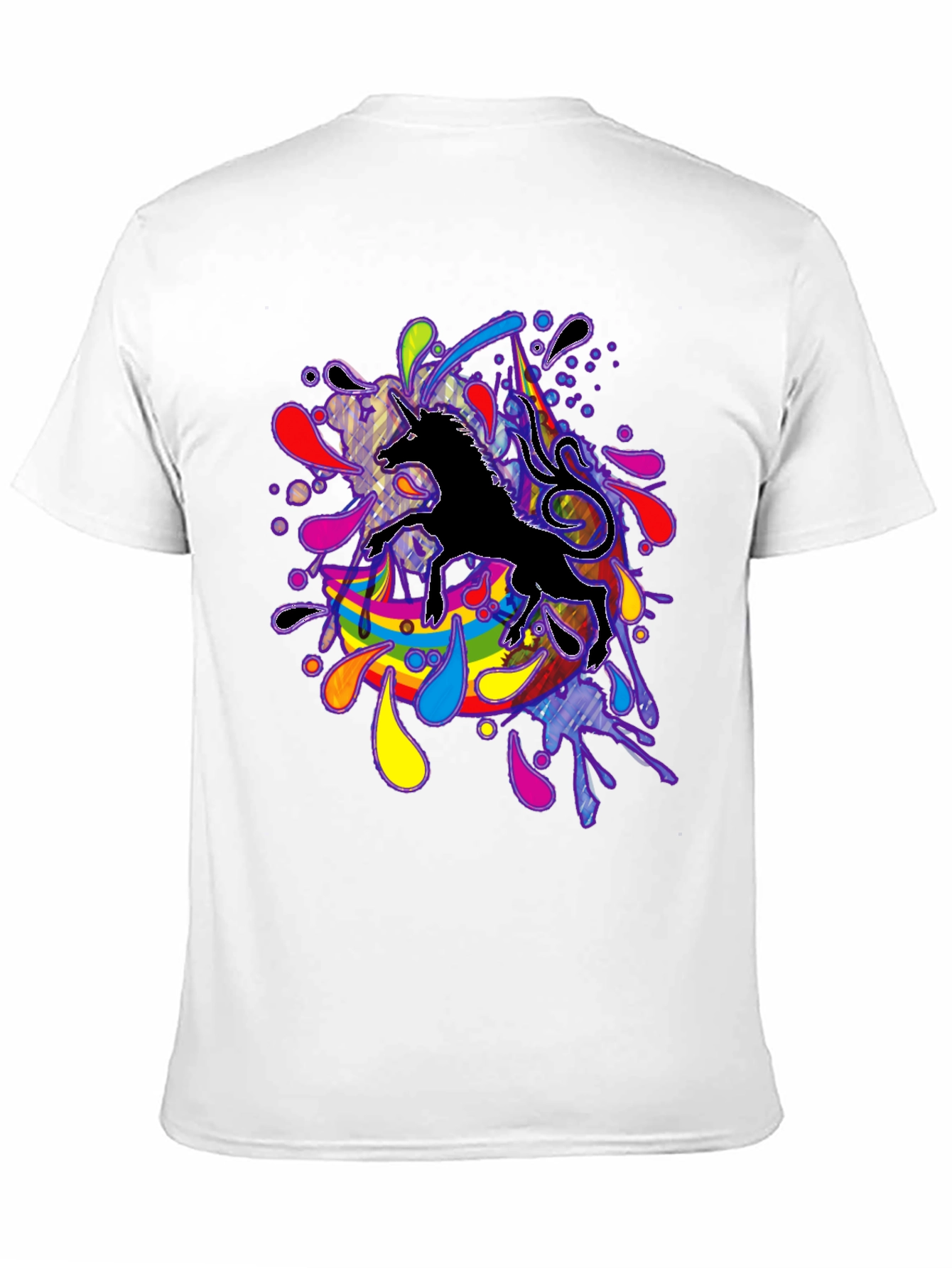 Black Unicorn Rainbow Splash T-Shirt - Black view 11