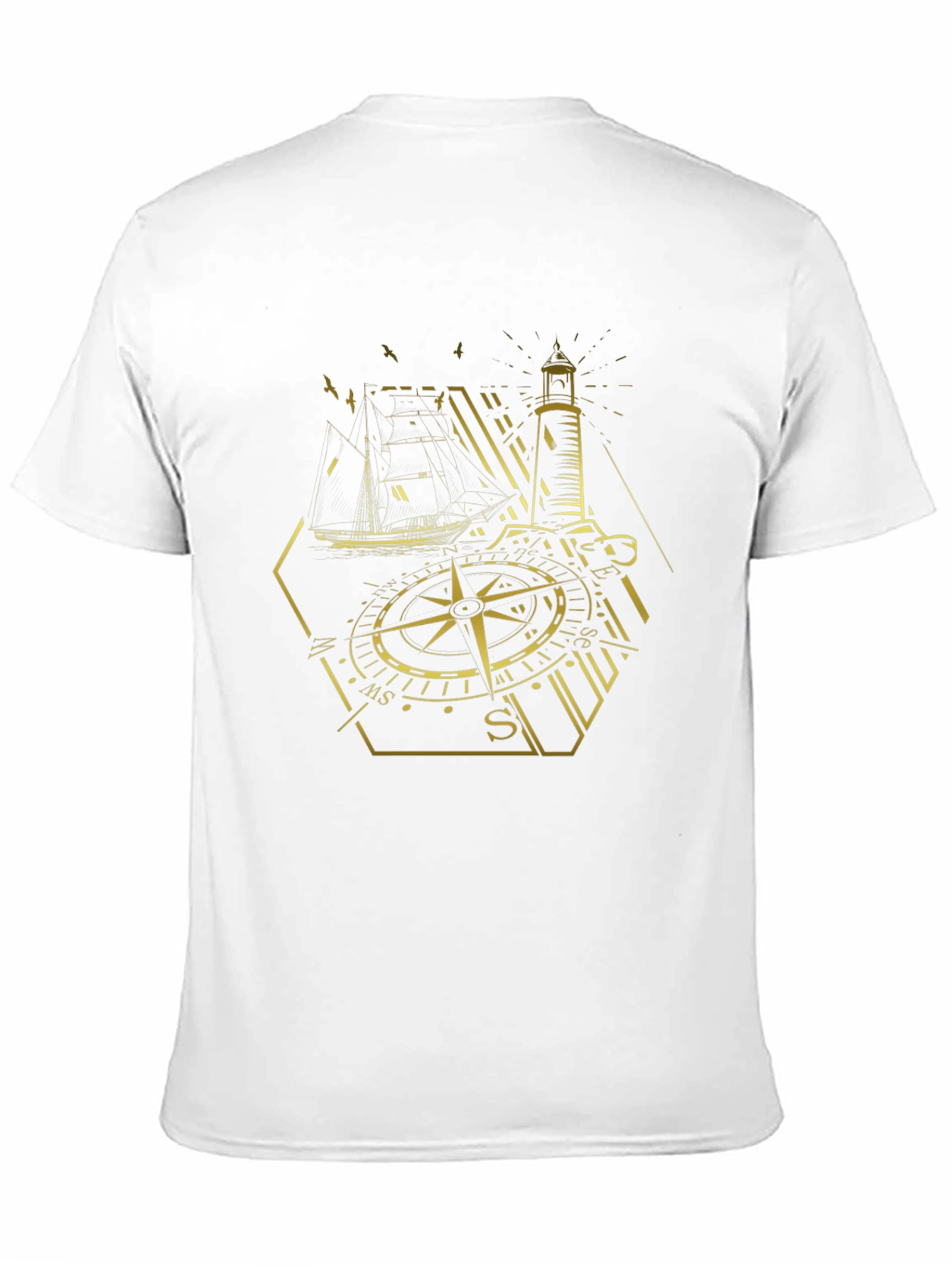 Black Nautical Compass Lighthouse Graphic Tee - Black view 11