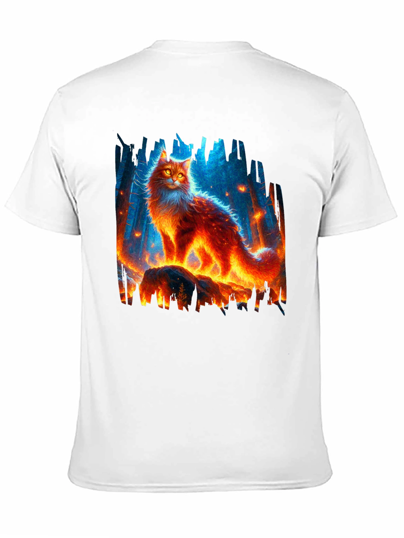 Black Fiery Cat Graphic Tee - Unique Design view 11
