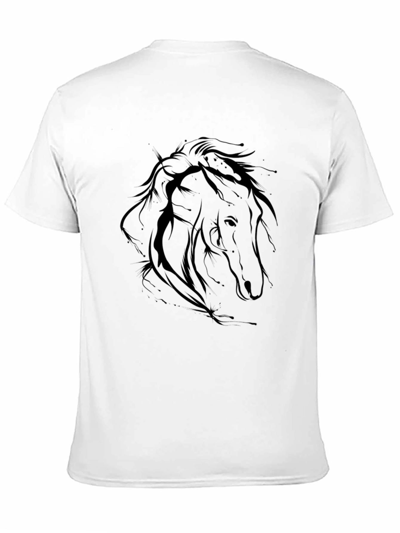 Black Men's Black Horse Outline Graphic T-Shirt view 11