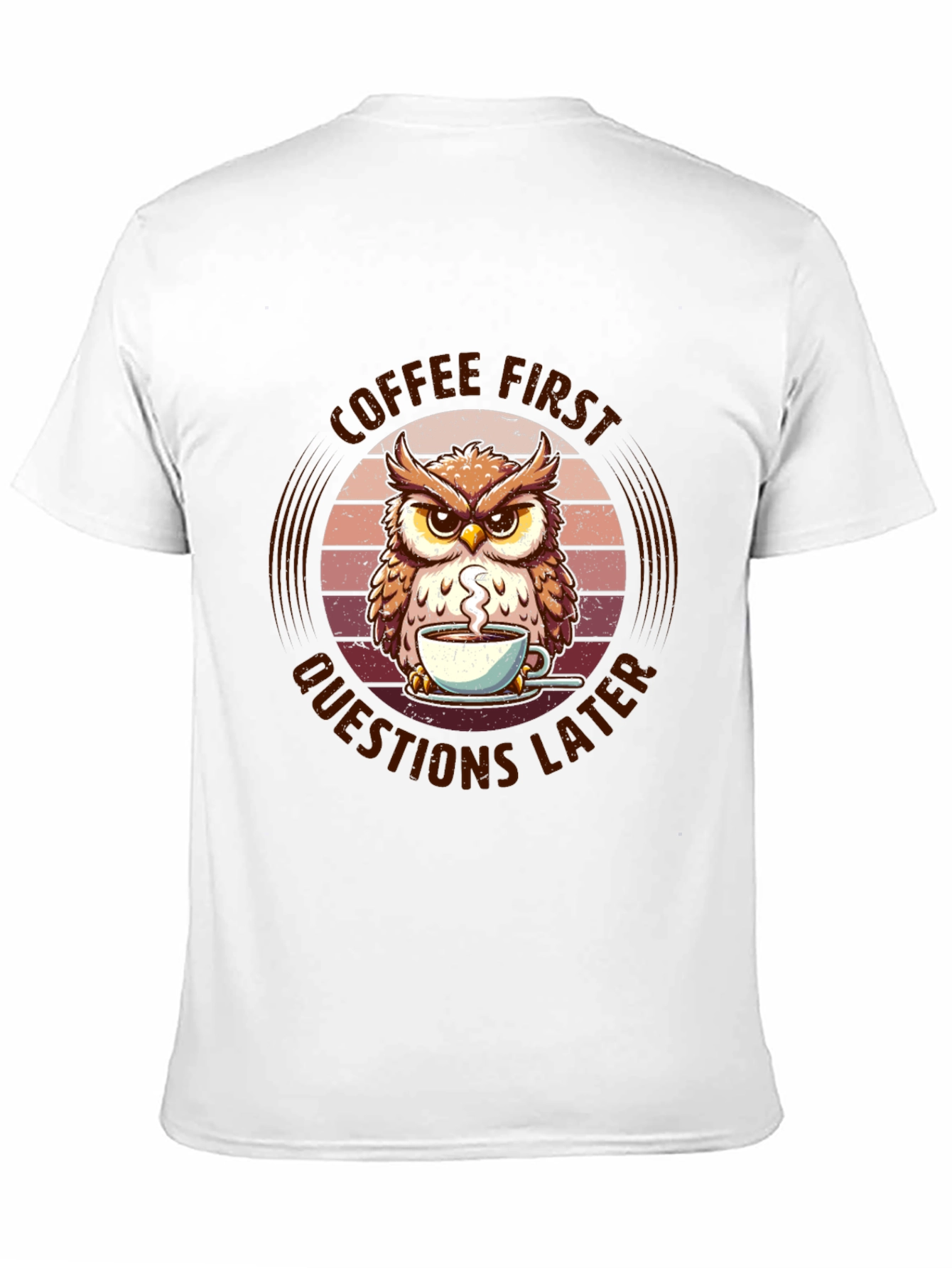 Black Coffee First Owl T-Shirt - Unisex Graphic Tee view 11
