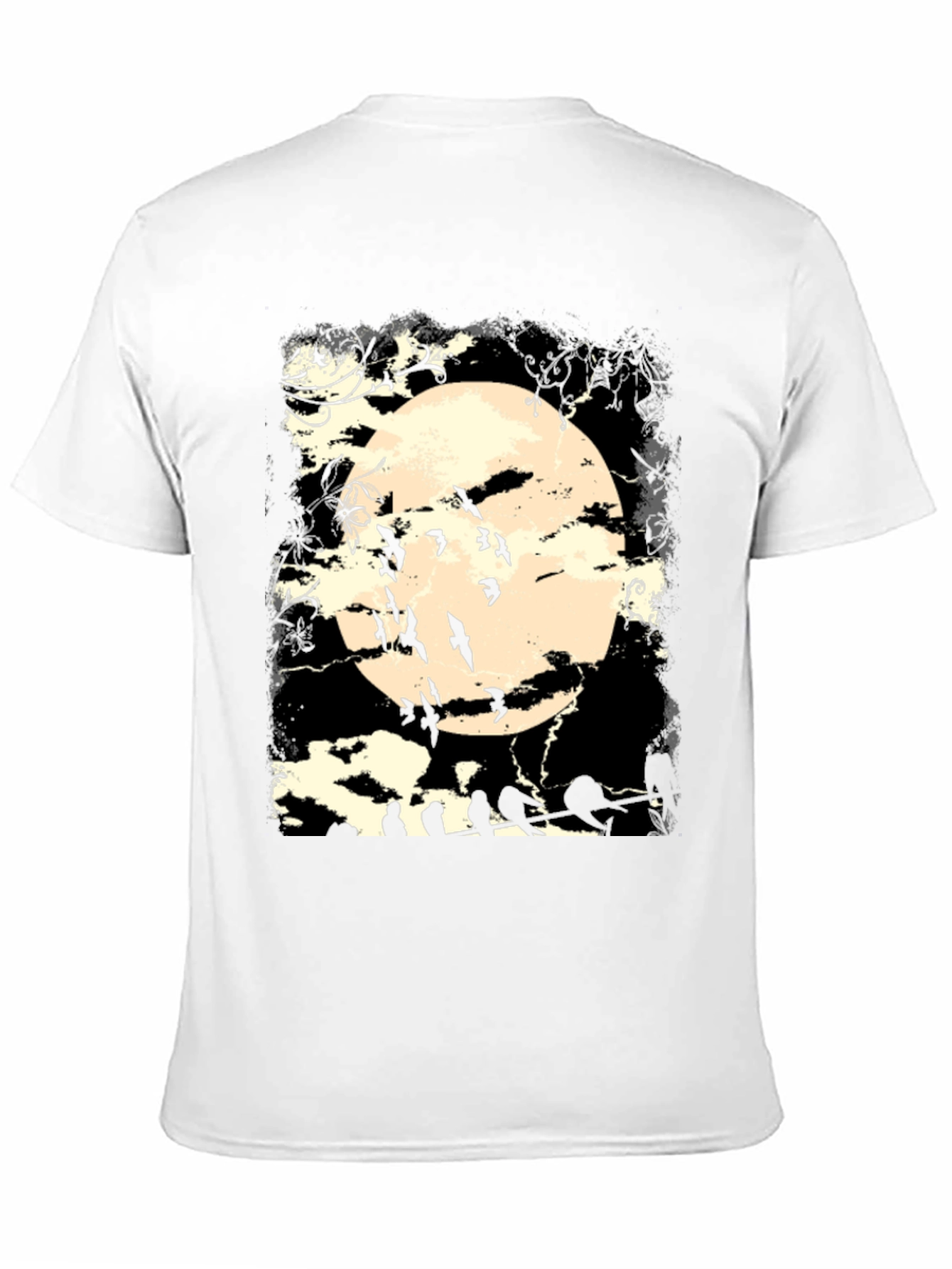 Black Spooky Moon Bats Graphic T-Shirt view 11