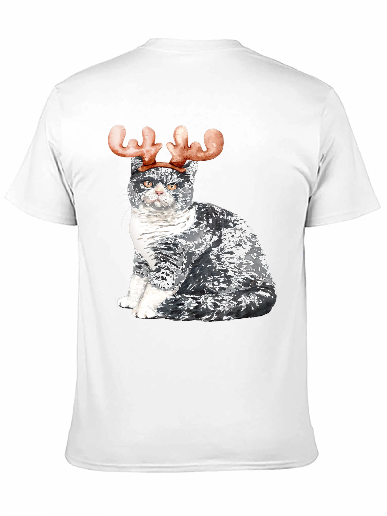 Black Cat with Reindeer Antlers T-Shirt view 11