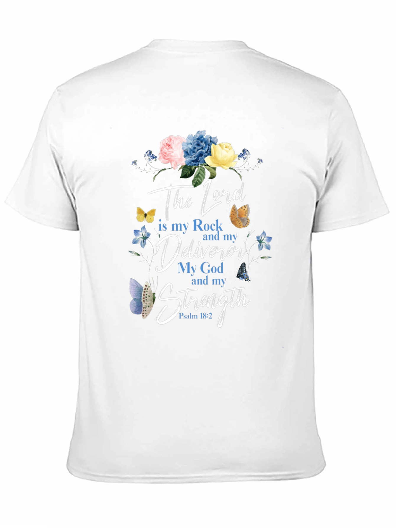 Black Faith-Inspired Floral T-Shirt: The Lord is My Strength view 11