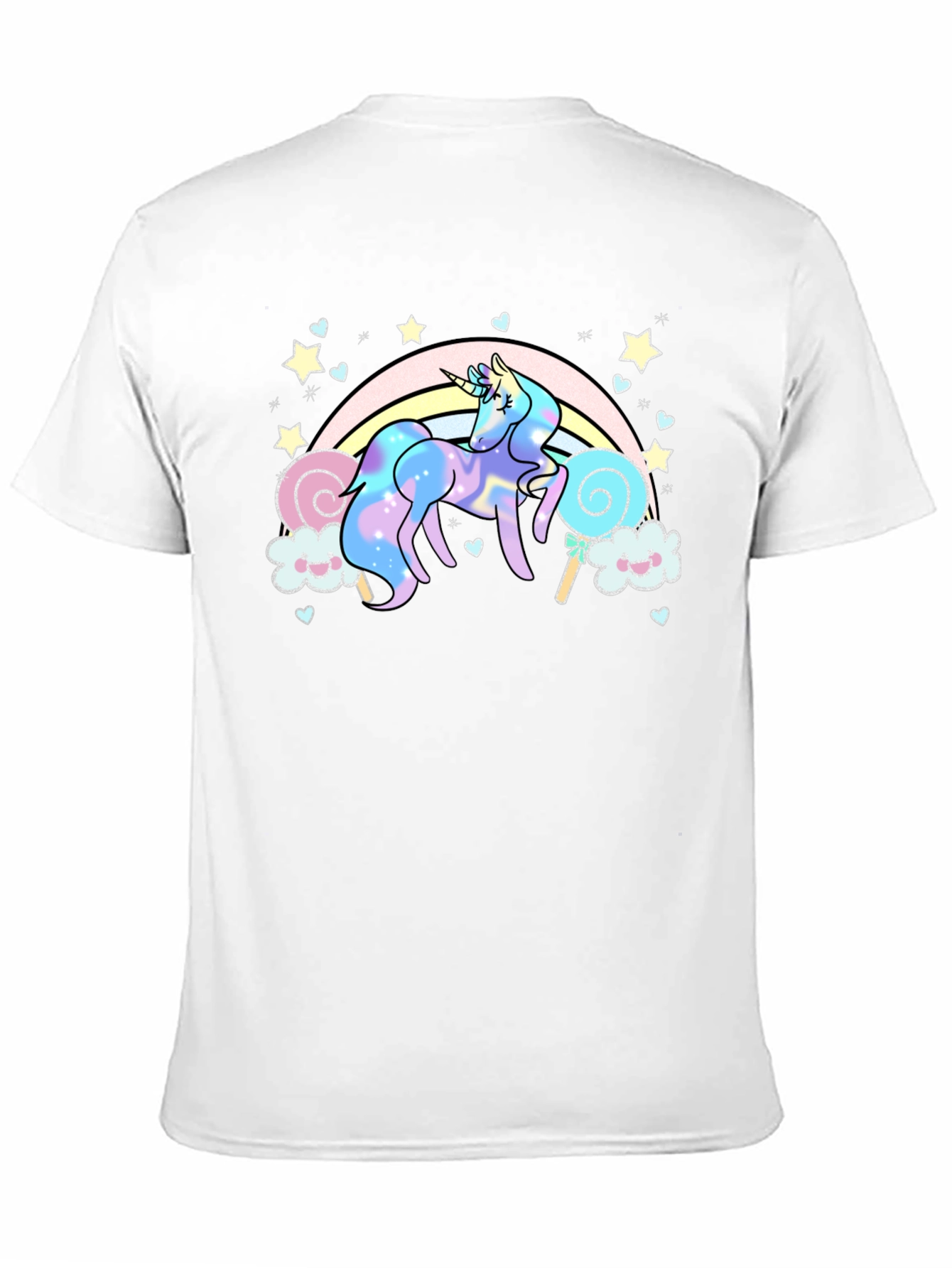 Black Unicorn Rainbow T-Shirt, Black Cotton Tee view 11