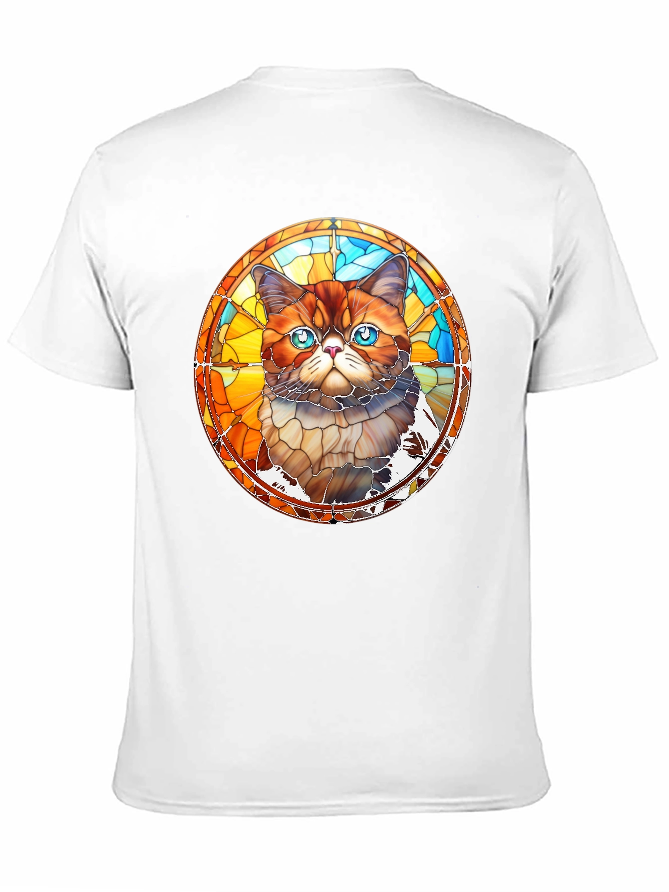 Black Stained Glass Cat Graphic Black T-Shirt view 11