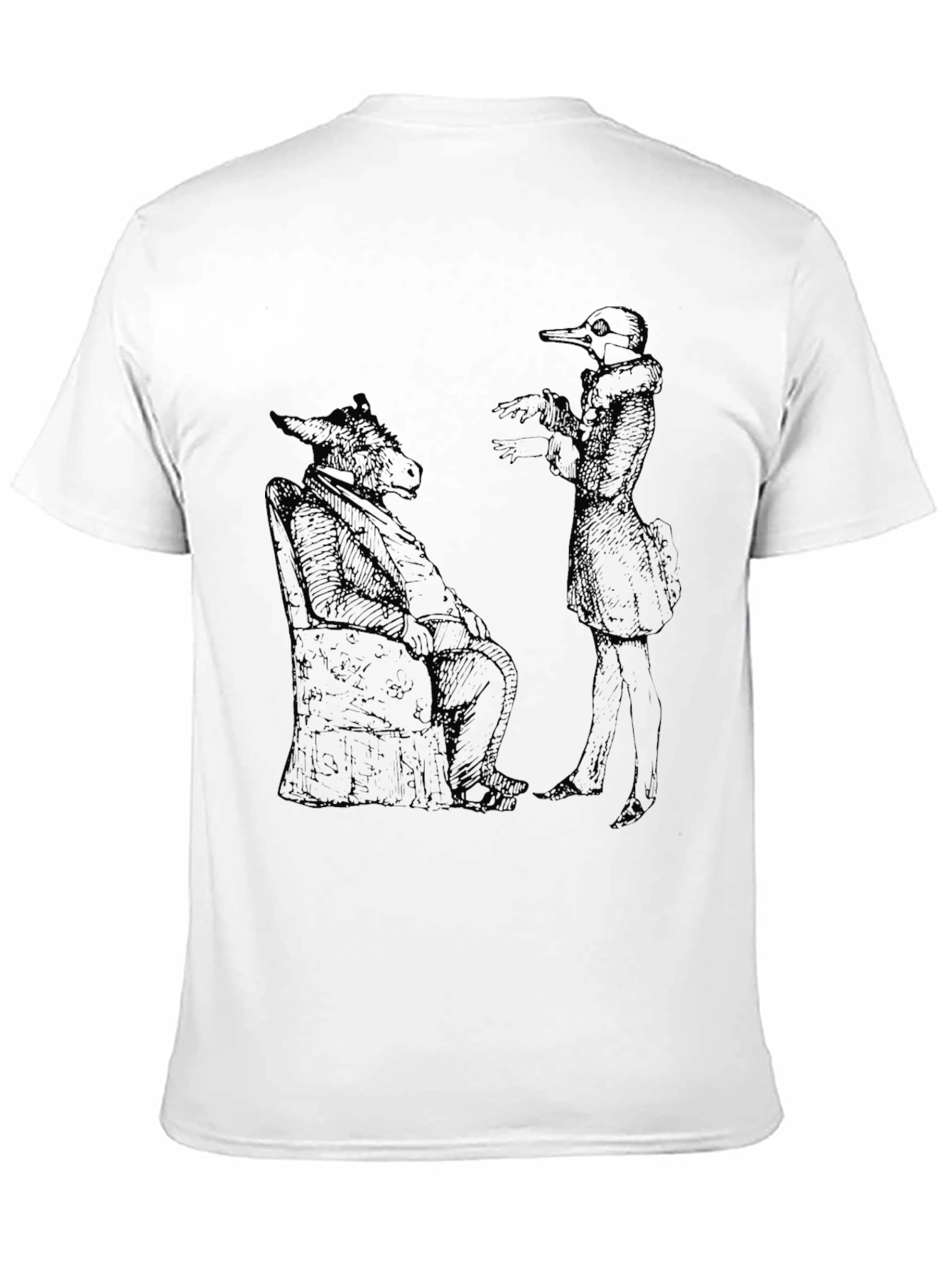 Black Surreal Animal Character Black T-Shirt view 11