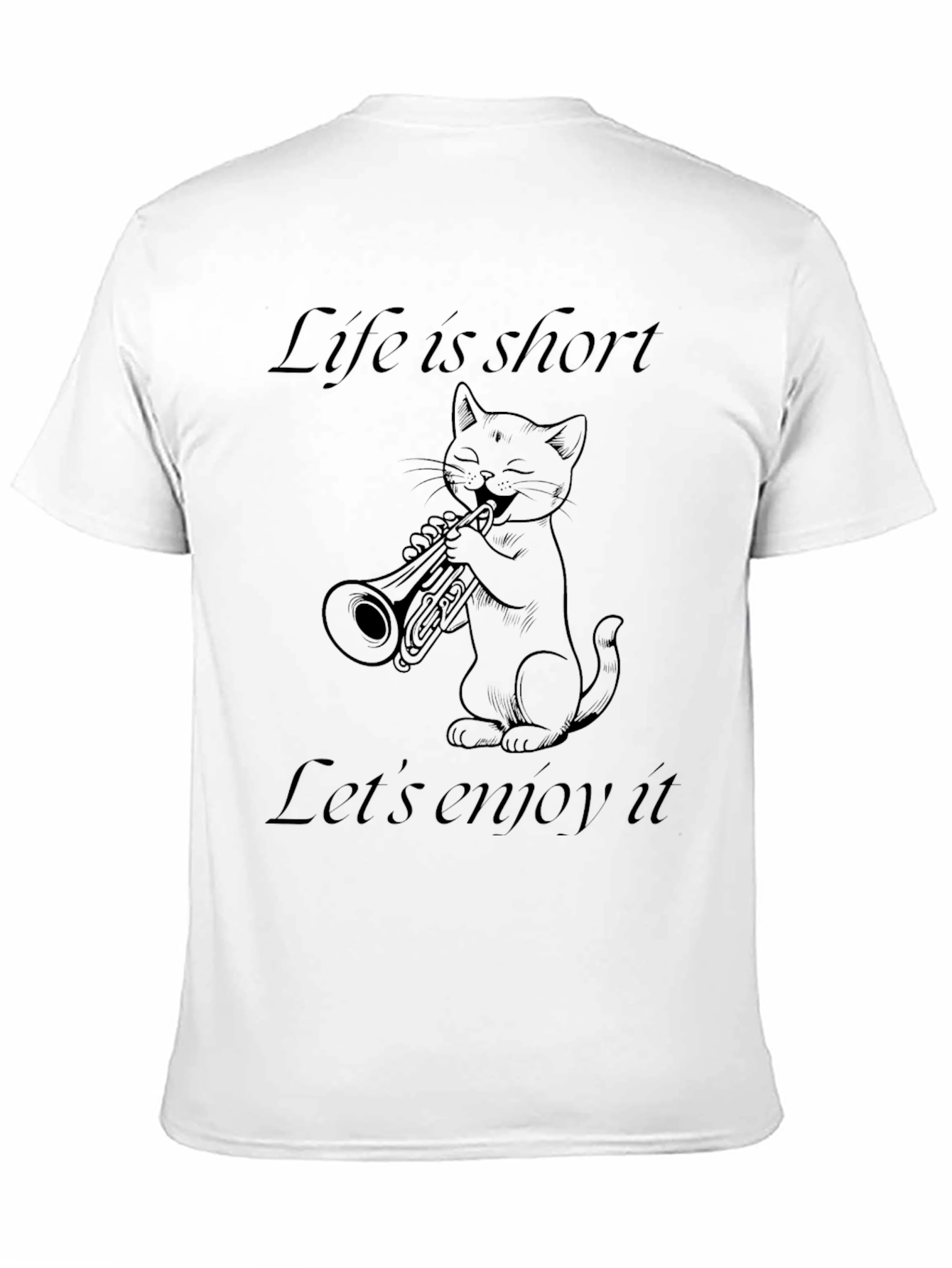 Black Life Is Short Cat Trumpet T-Shirt view 11