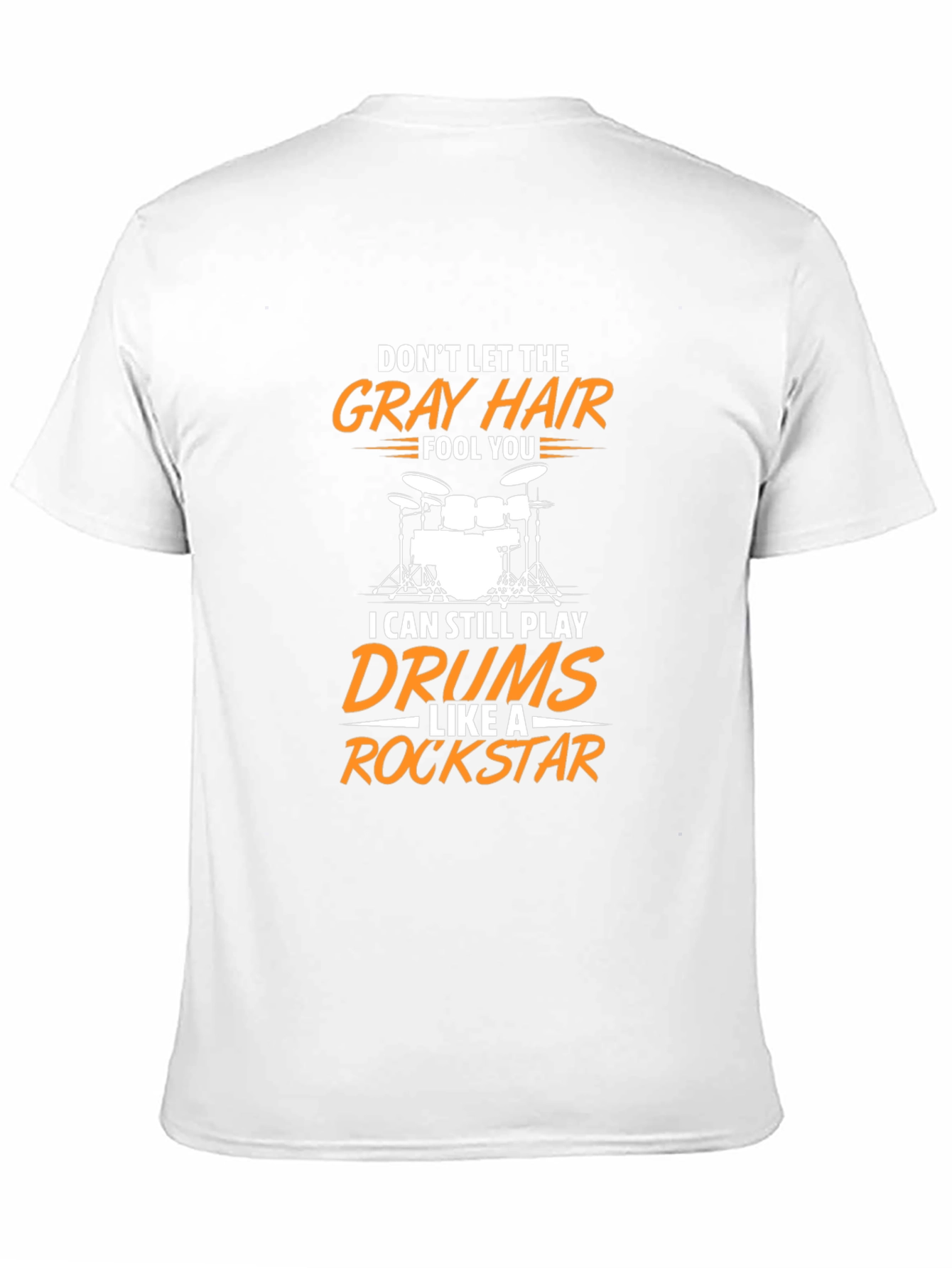 Black Gray Hair Drummer T-Shirt - Rock Star Style view 11