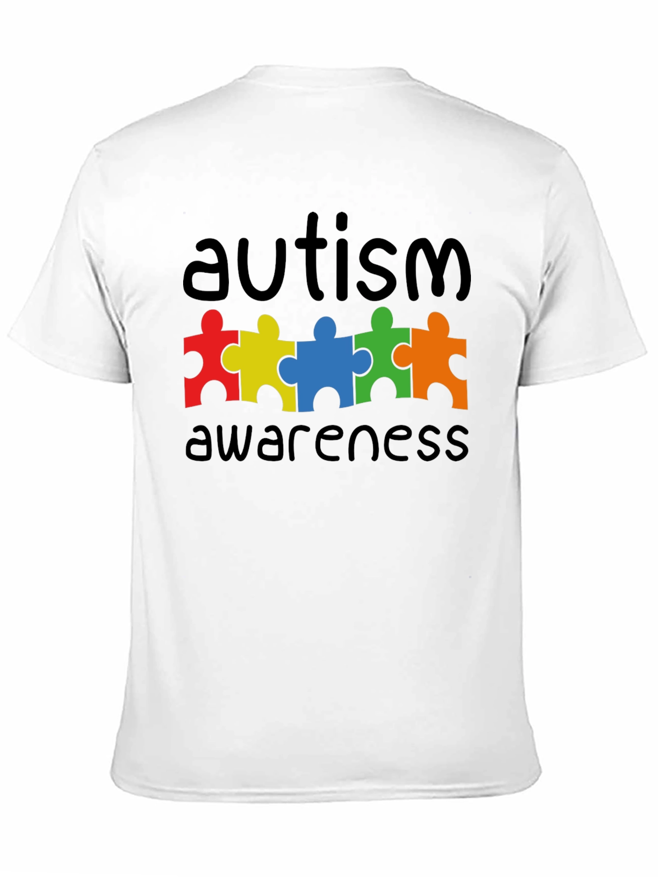 Black Autism Awareness Puzzle Piece Graphic T-Shirt view 11