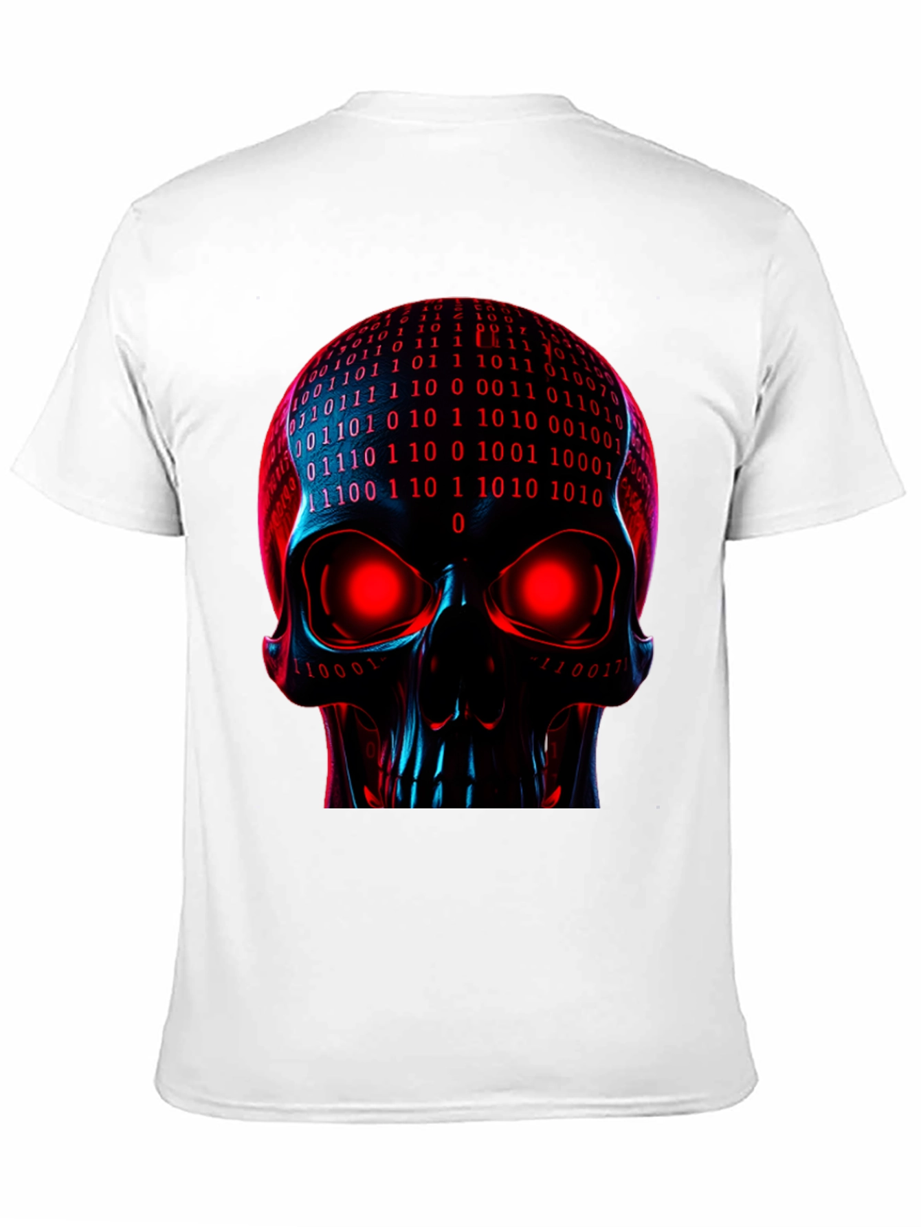 Black Cyber Skull Graphic Tee - Binary Code Skull view 11