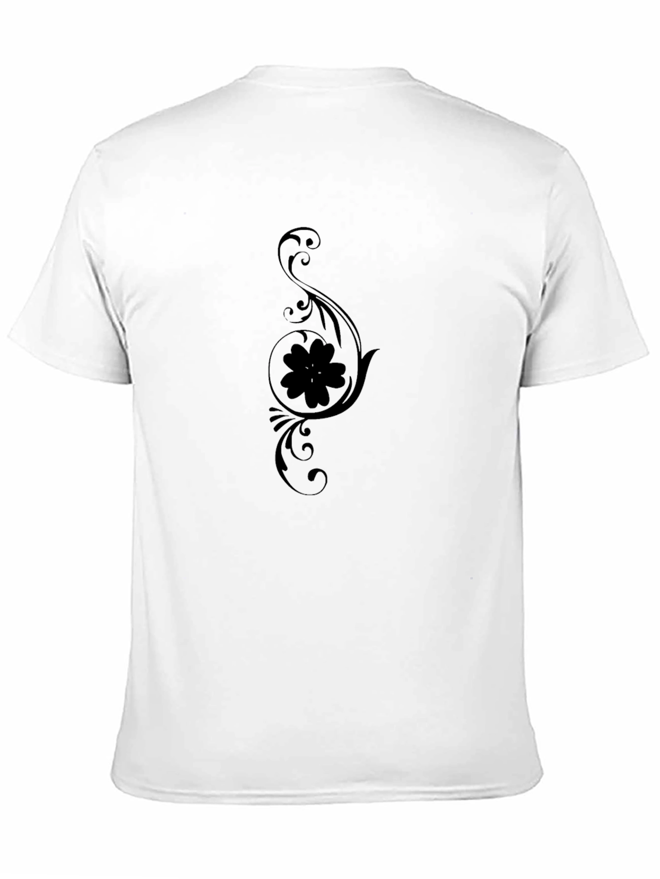 Men's Black Floral Scrollwork T-Shirt - 11