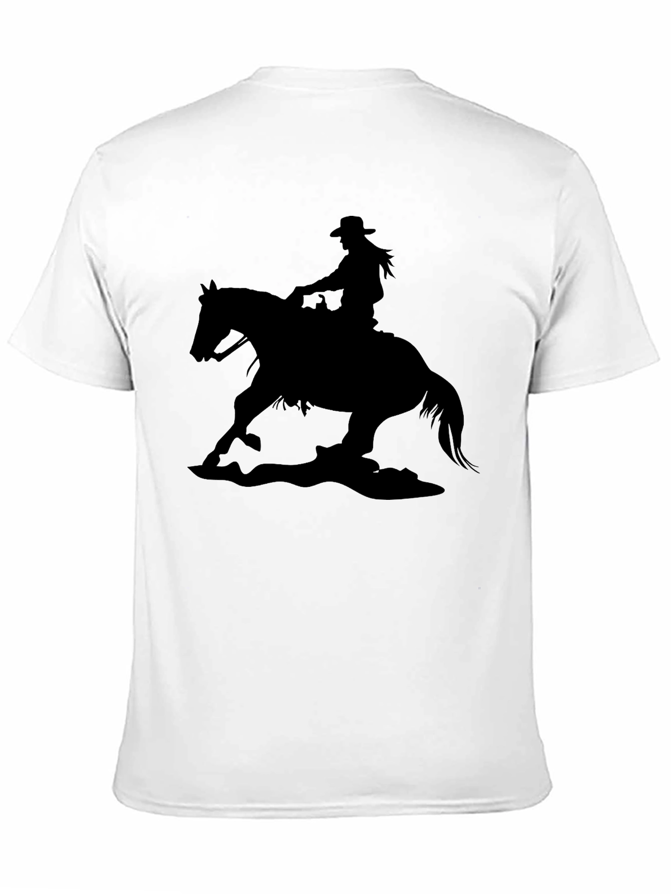 Black Cowgirl Horse Silhouette Black T-Shirt view 11