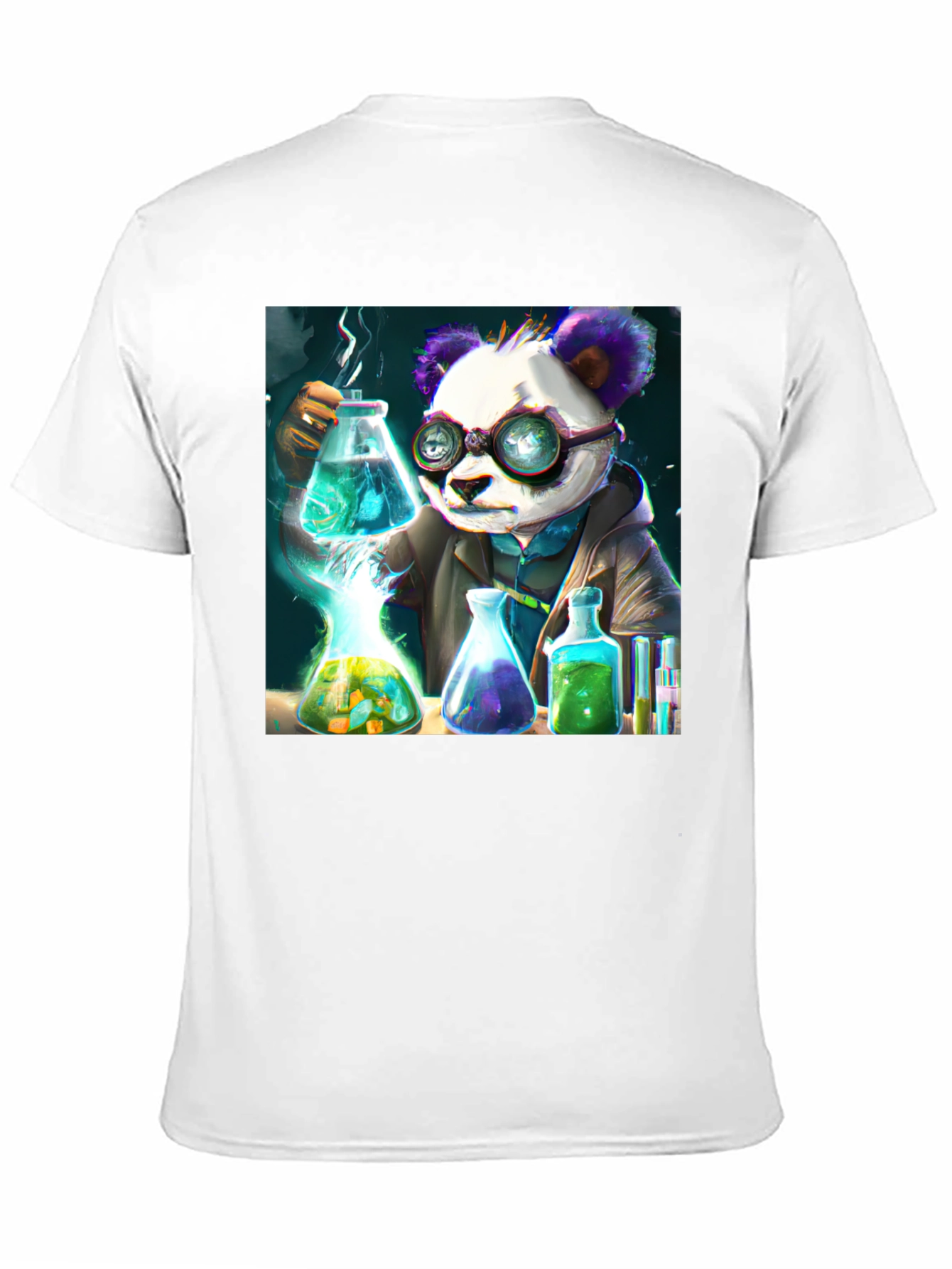 Black Scientist Panda Graphic Tee - Cool Black T-Shirt view 11