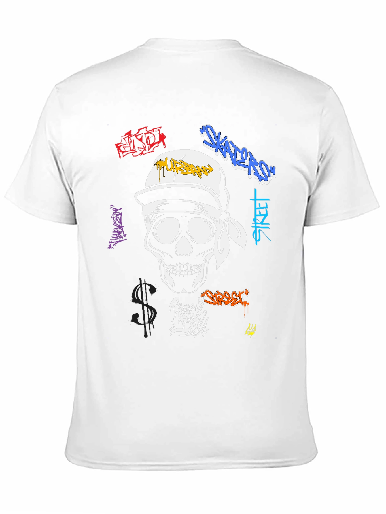 Black Urban Skull Graffiti T-Shirt - Streetwear Fashion view 11