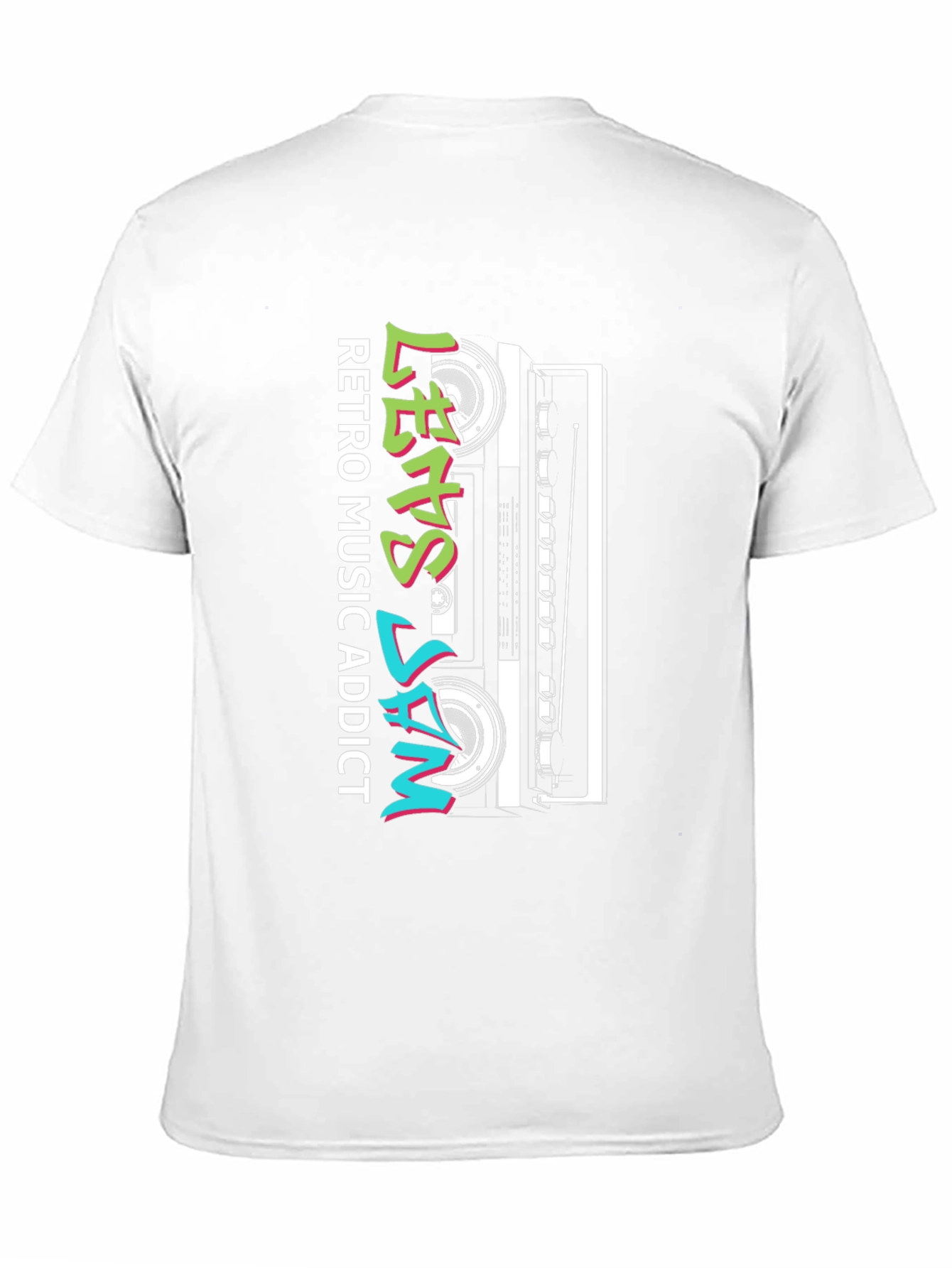 Black Retro Music Addict Cassette T-Shirt view 11