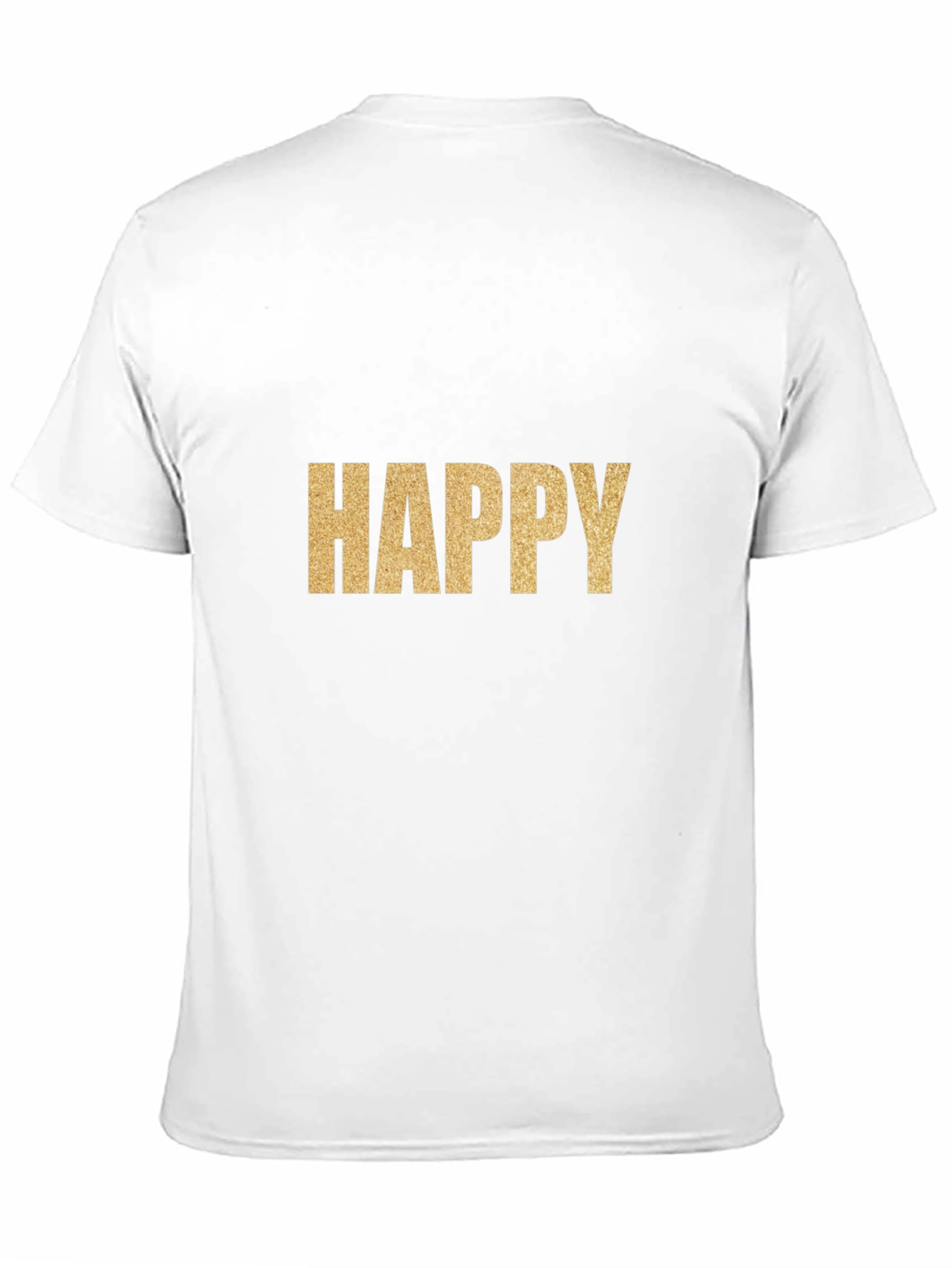 Black Happy Gold Graphic T-Shirt - Classic Crew Neck Tee view 11