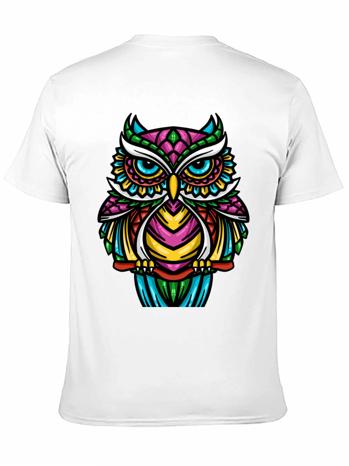 Black Colorful Owl Graphic T-Shirt - Unique Design view 11