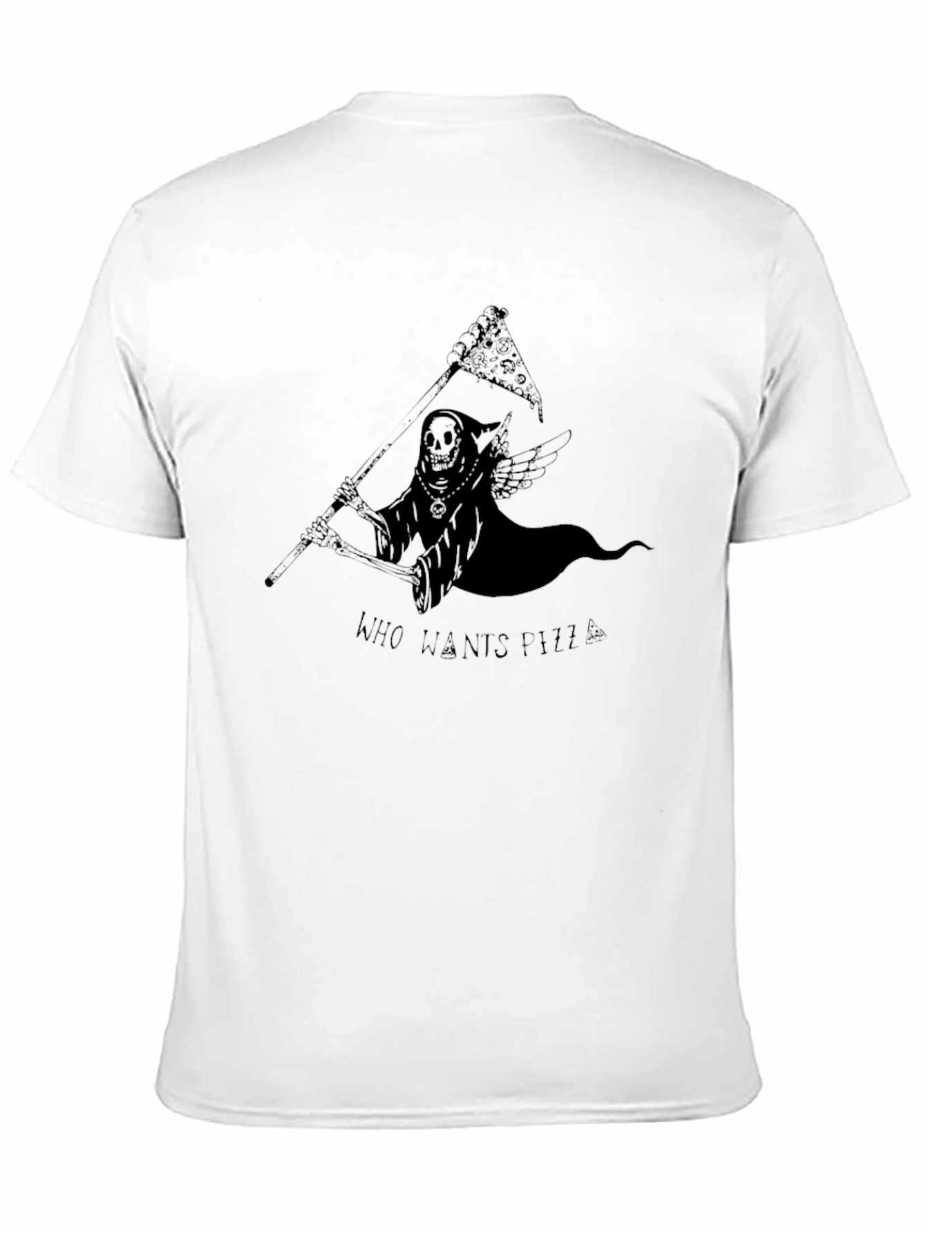 Black Grim Reaper Pizza T-Shirt - Who Wants Pizza? view 11