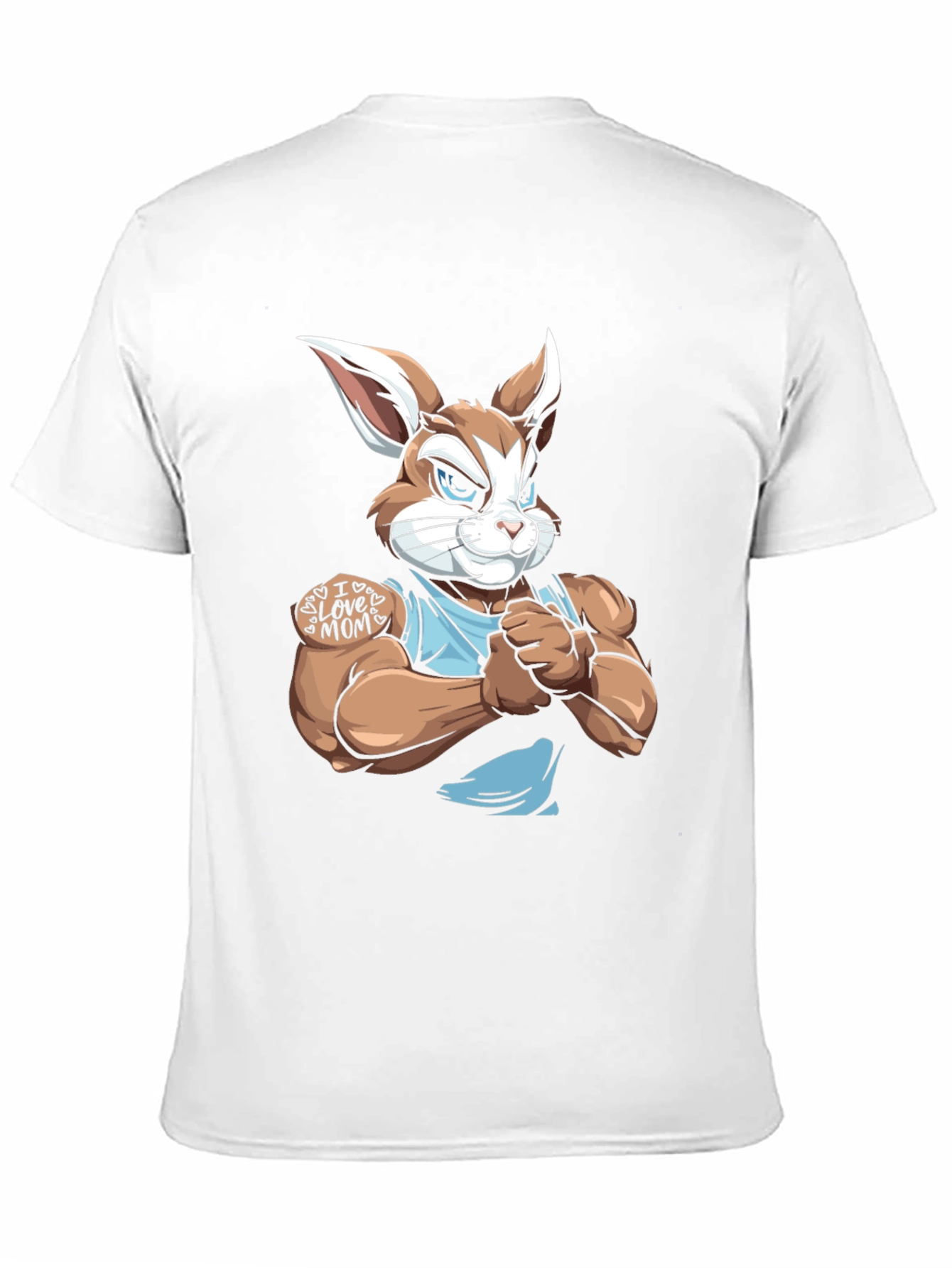 Black Muscular Bunny T-Shirt - I Love Mom view 11