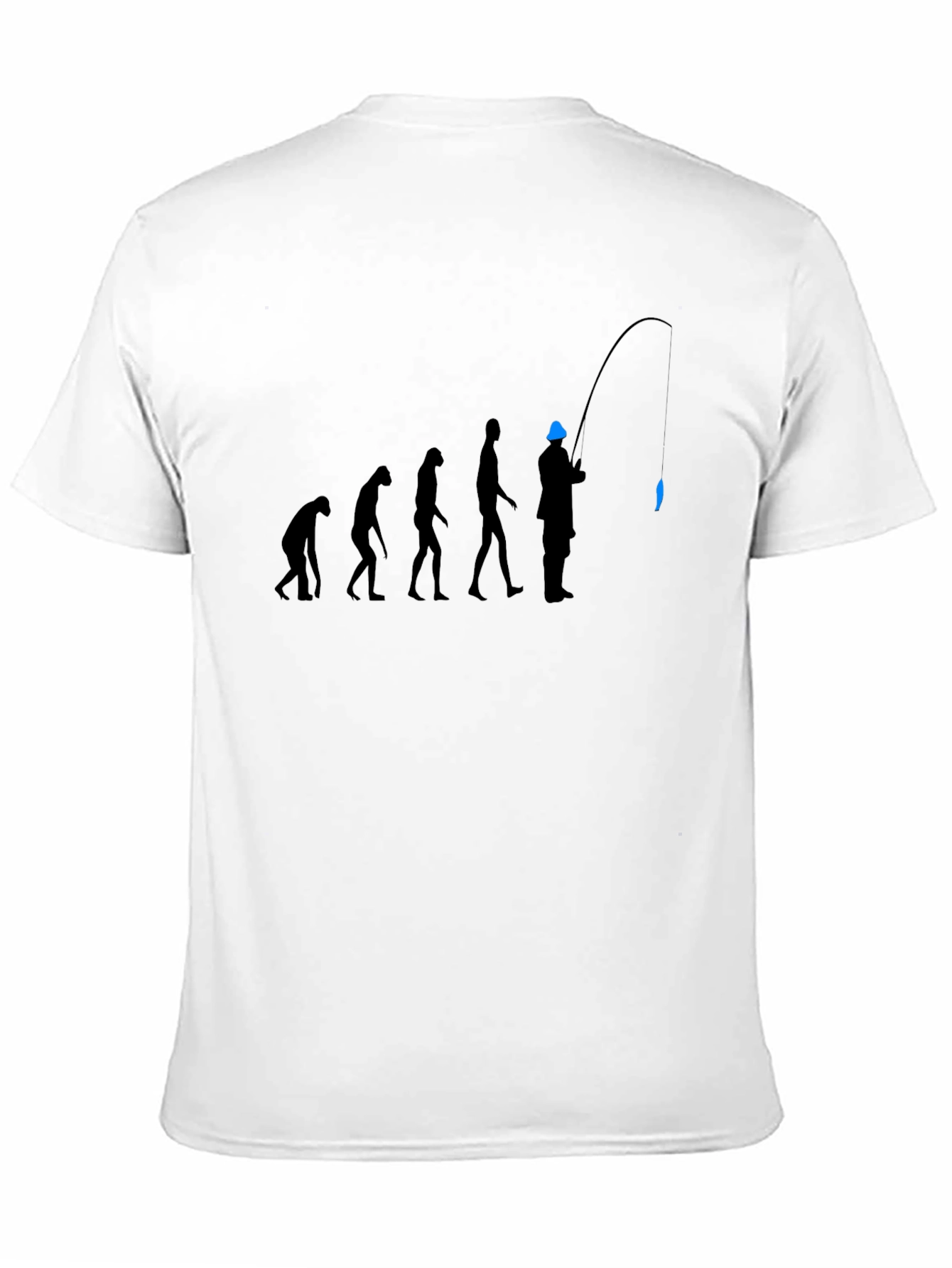 Black Evolution of Fishing T-Shirt - Black, Graphic Tee view 11