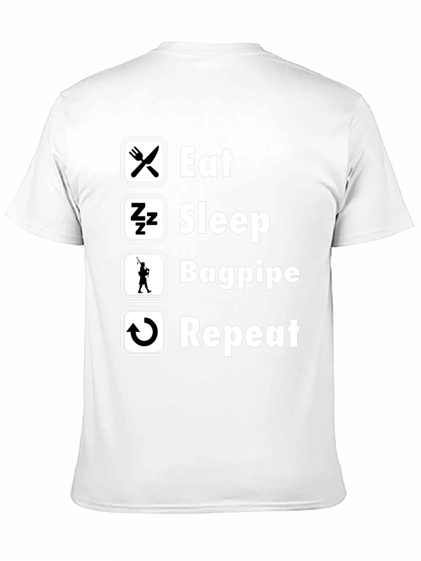 Black Eat Sleep Bagpipe Repeat T-Shirt - Black Cotton Tee view 11