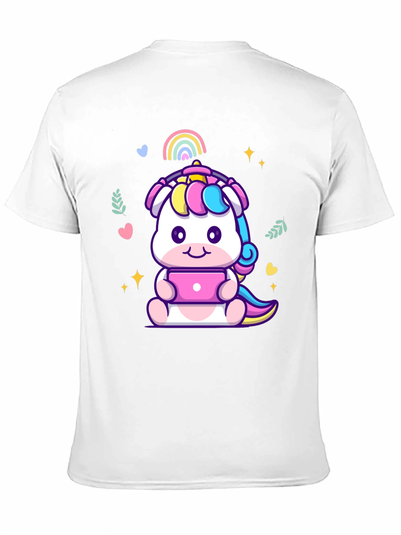 Black Cute Unicorn Laptop Graphic Tee - Black T-Shirt view 11