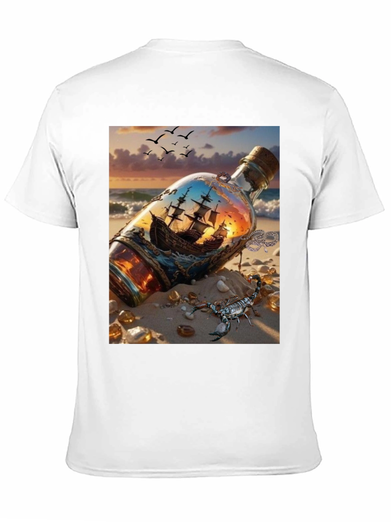 Black Ship in a Bottle Graphic Tee view 11