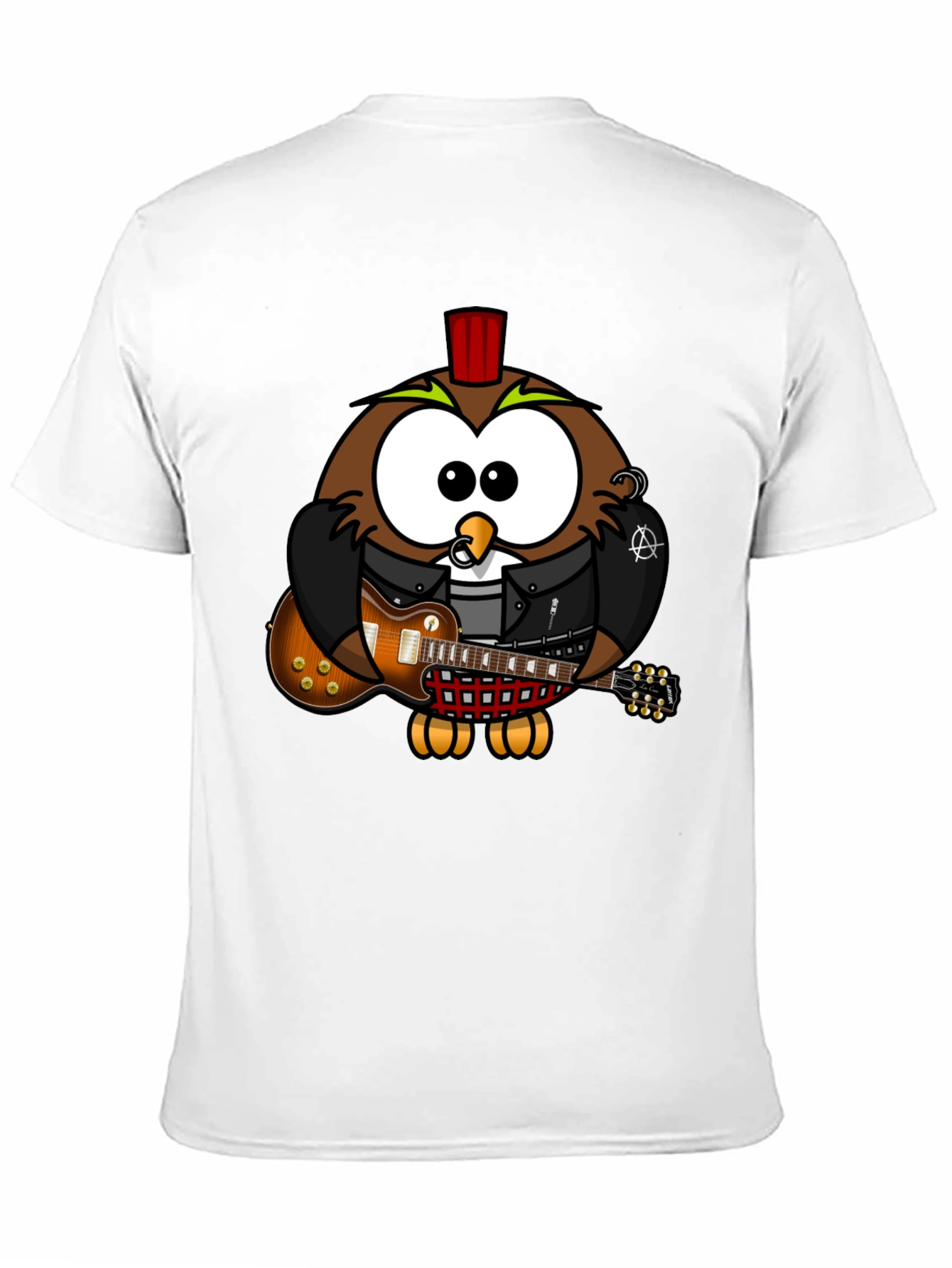 Black Cool Owl Guitarist Graphic T-Shirt view 11