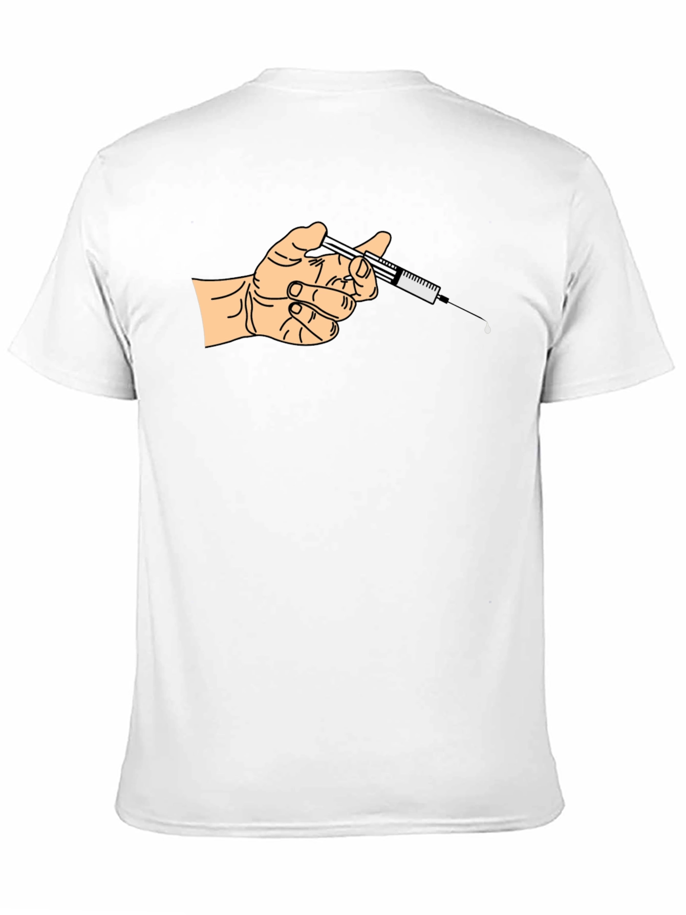 Black Hand Holding Syringe Graphic Tee - Unisex Black T-Shirt view 11
