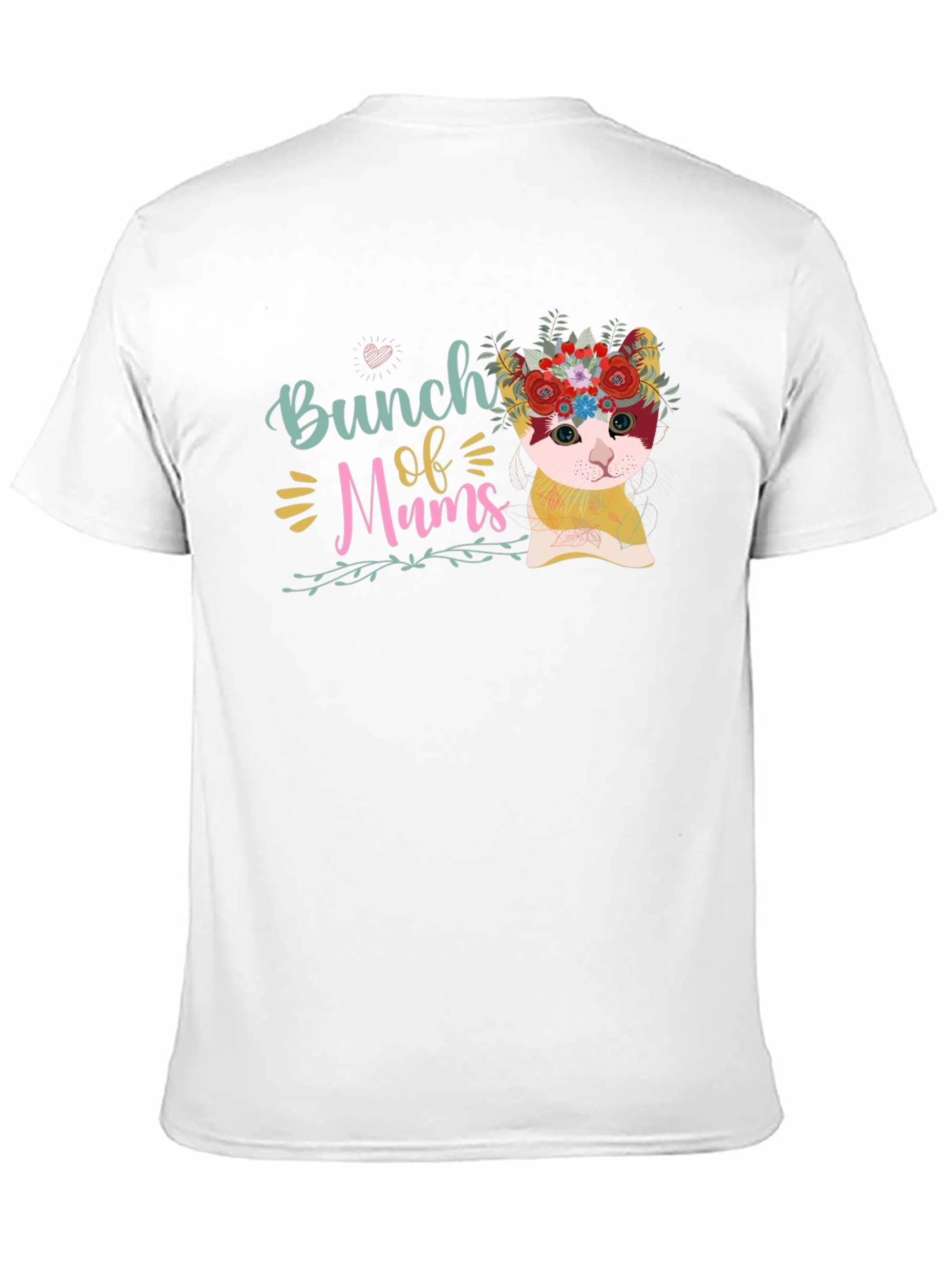 Black Bunch of Mums Floral Cat T-Shirt view 11