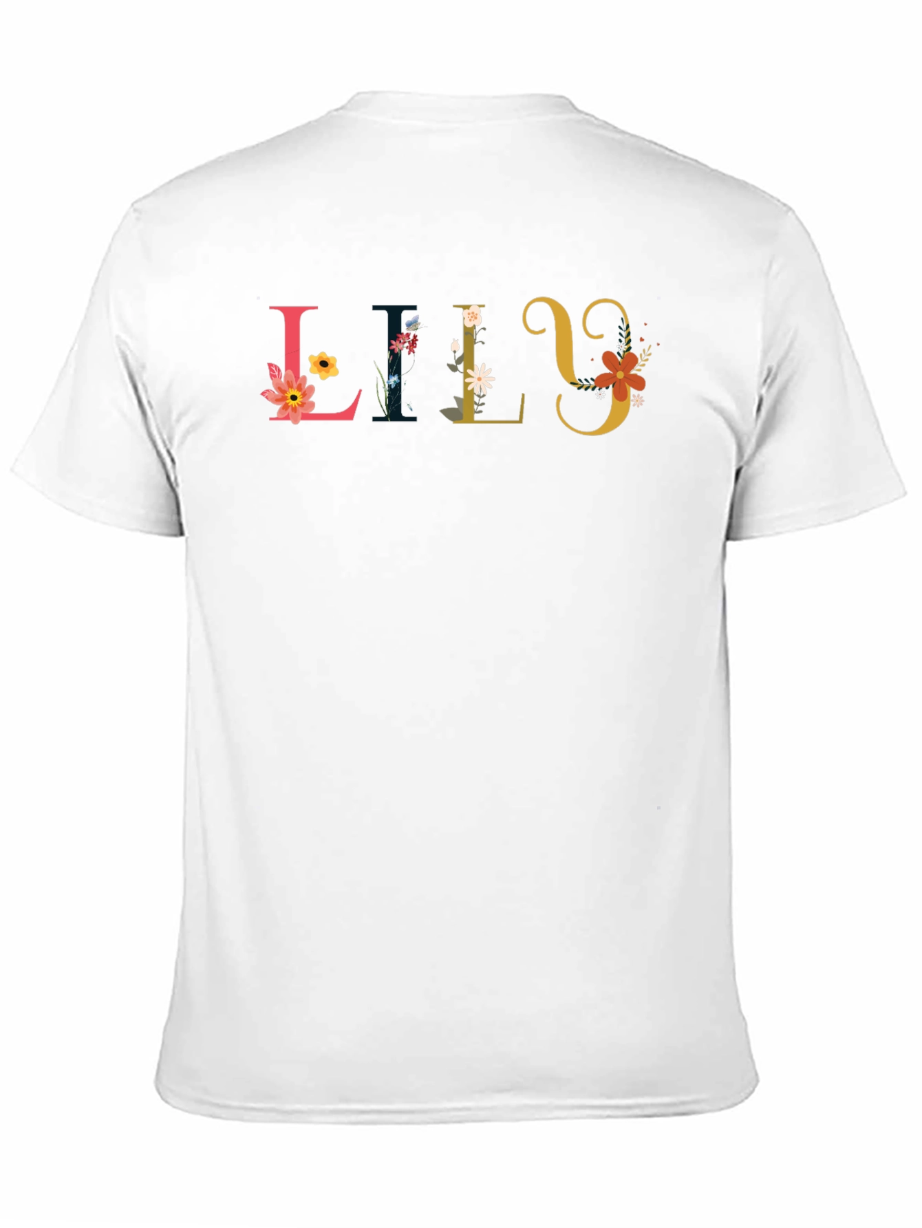 Black Floral Lily Personalized Black T-Shirt view 11