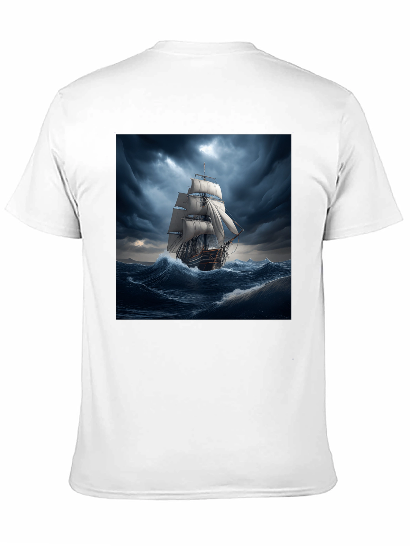 Black Nautical Storm Ship Graphic Tee - Black Cotton Blend view 11