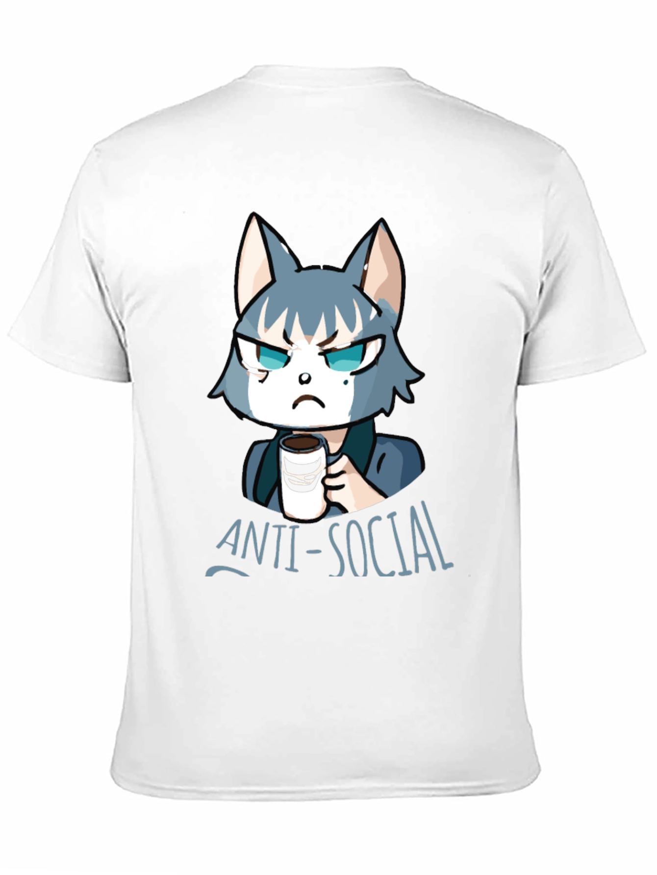 Black Anti-Social Wolf Graphic Tee - Coffee Lover T-Shirt view 11