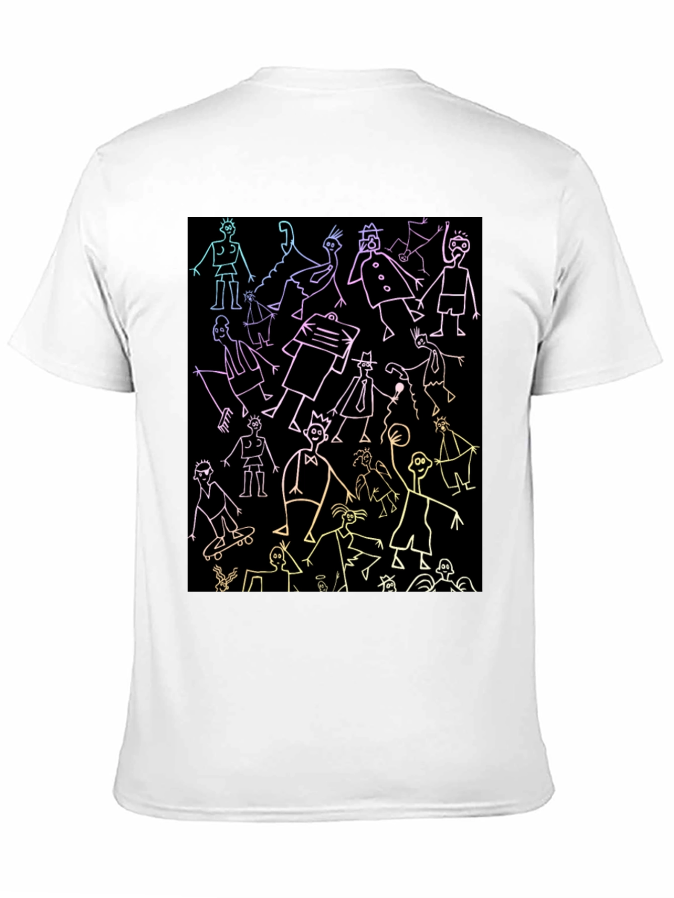 Black Doodle People Graphic Black T-Shirt view 11