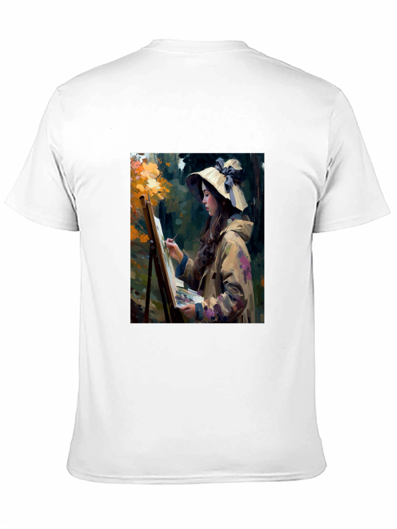 Black Artistic Woman Painting Scene Graphic T-Shirt view 11