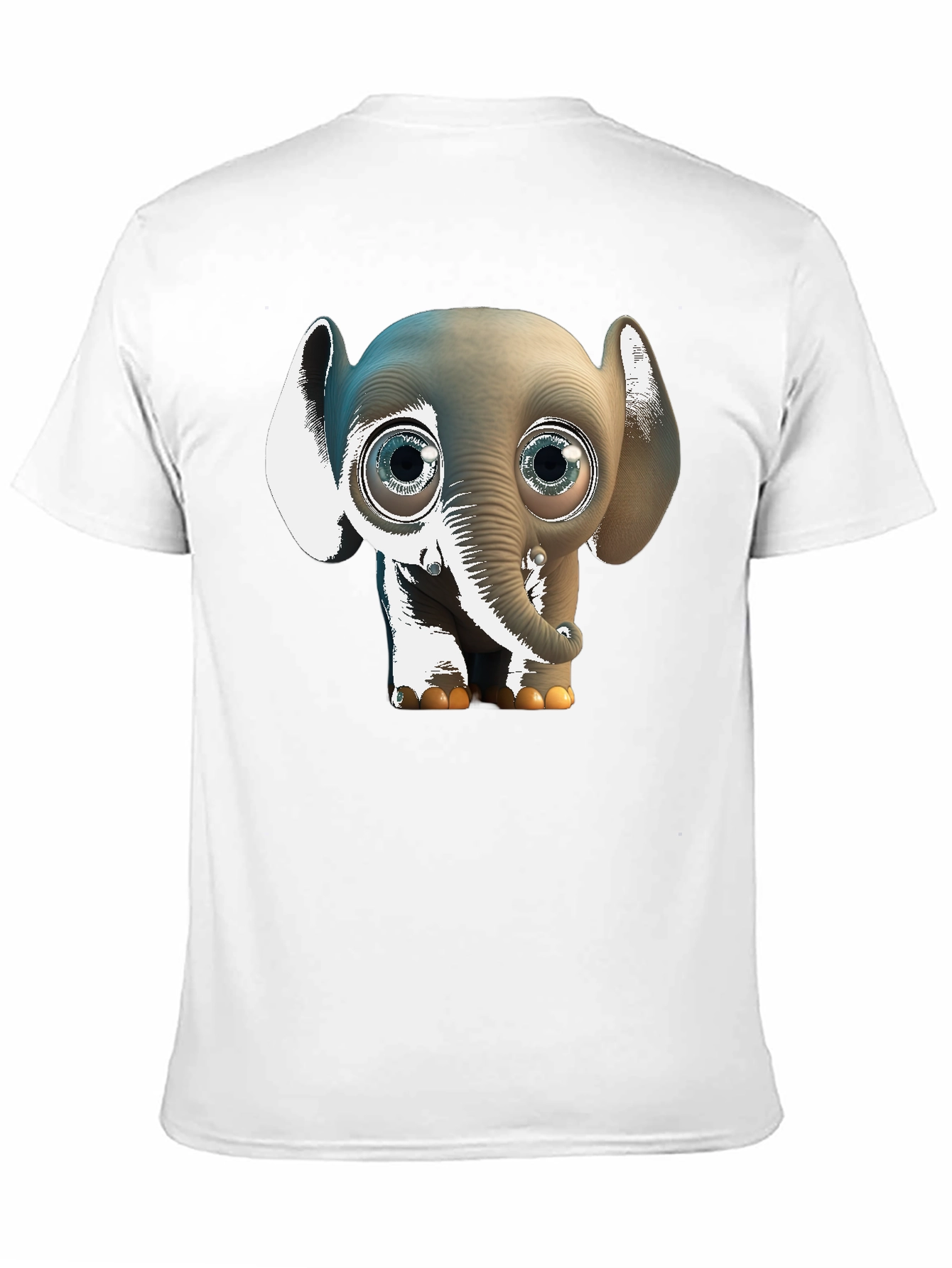 Black Cute Cartoon Elephant Graphic Tee - Black Cotton Comfort view 11