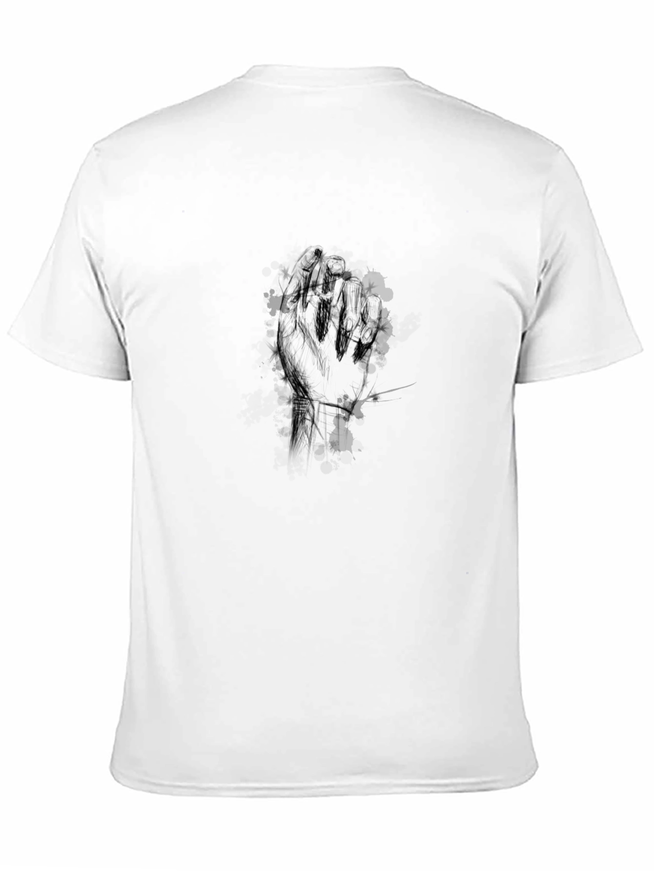 Black Men's Black Graphic Tee - Abstract Hand Print view 11