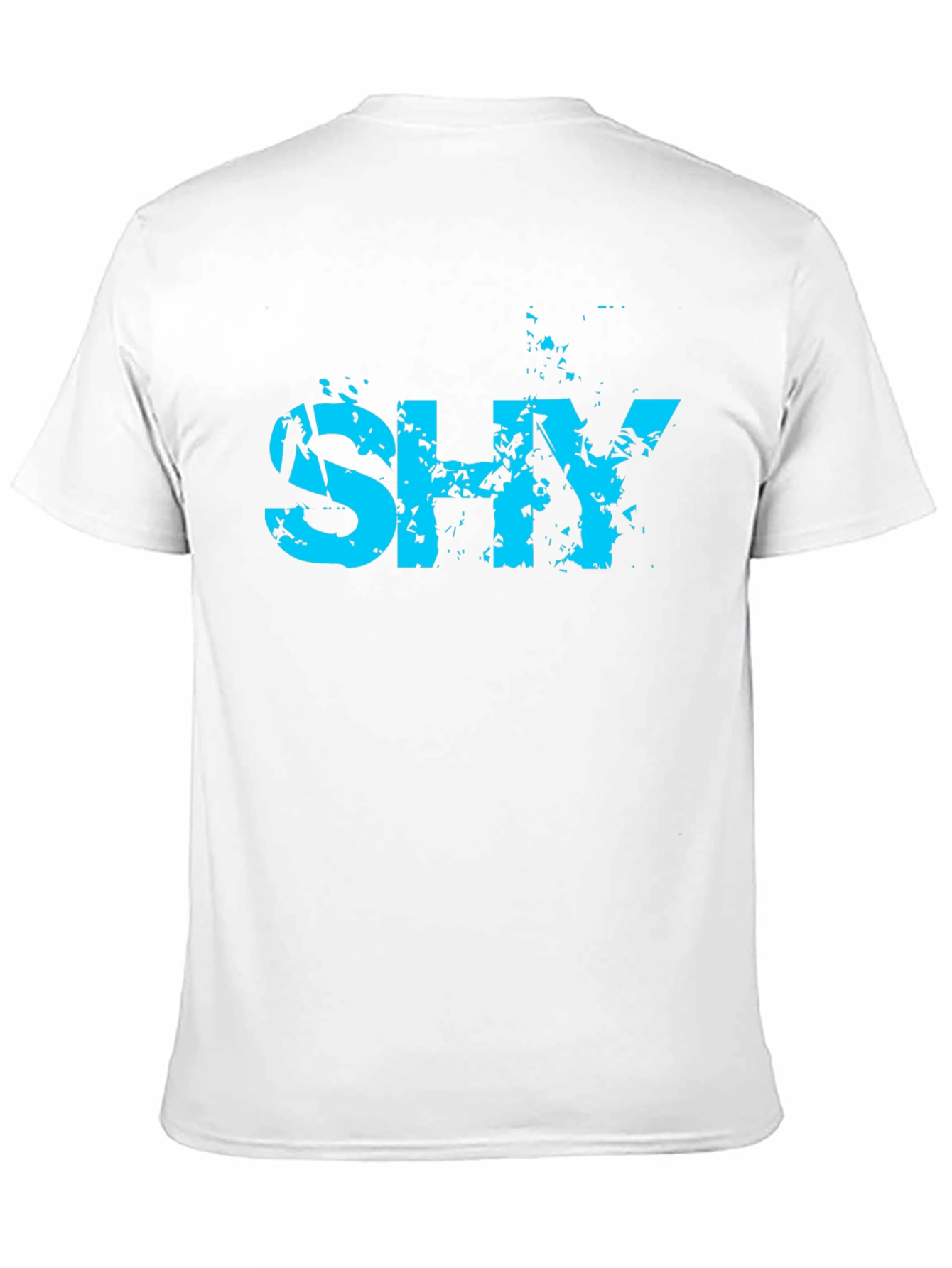 Black Men's "Shy" Graphic T-Shirt - Edgy Blue Print view 11