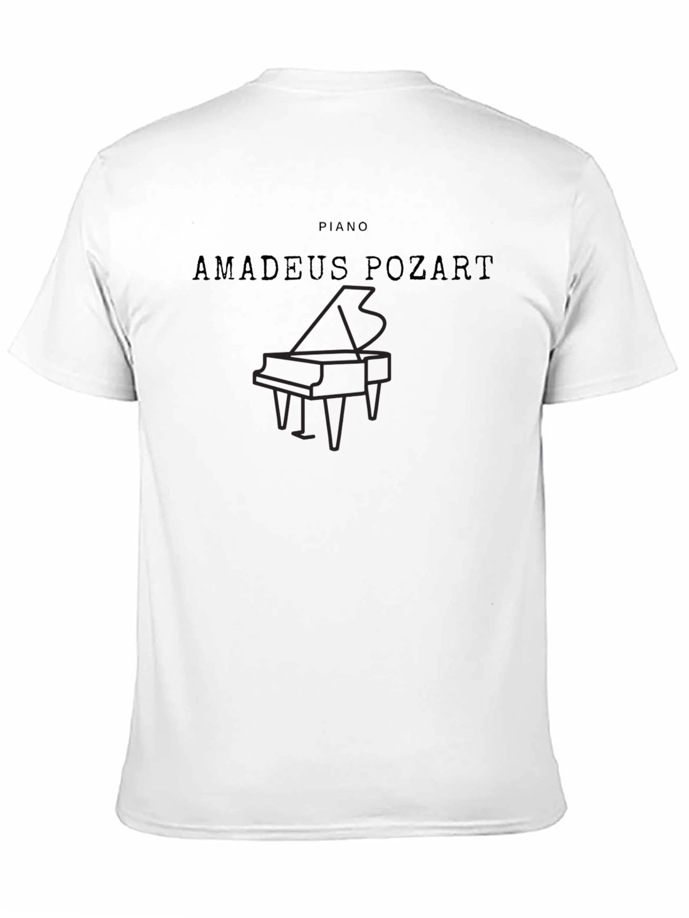 Black Amadeus Pozart Piano Black T-Shirt view 11